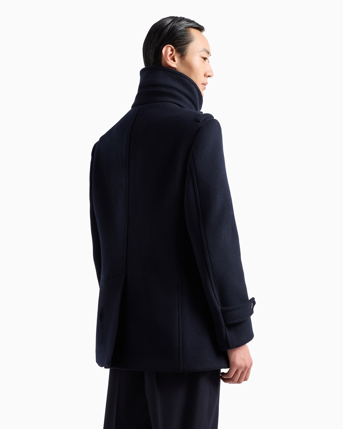 Double-breasted pea coat in Casentino wool Slide 3