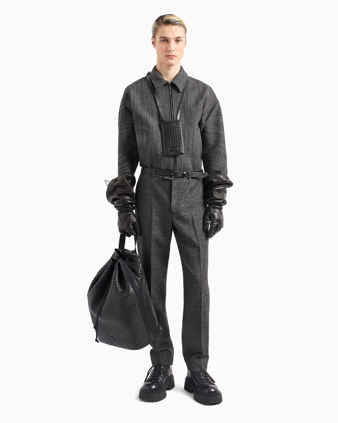 Virgin wool-blend compact armure blouson Slide 4