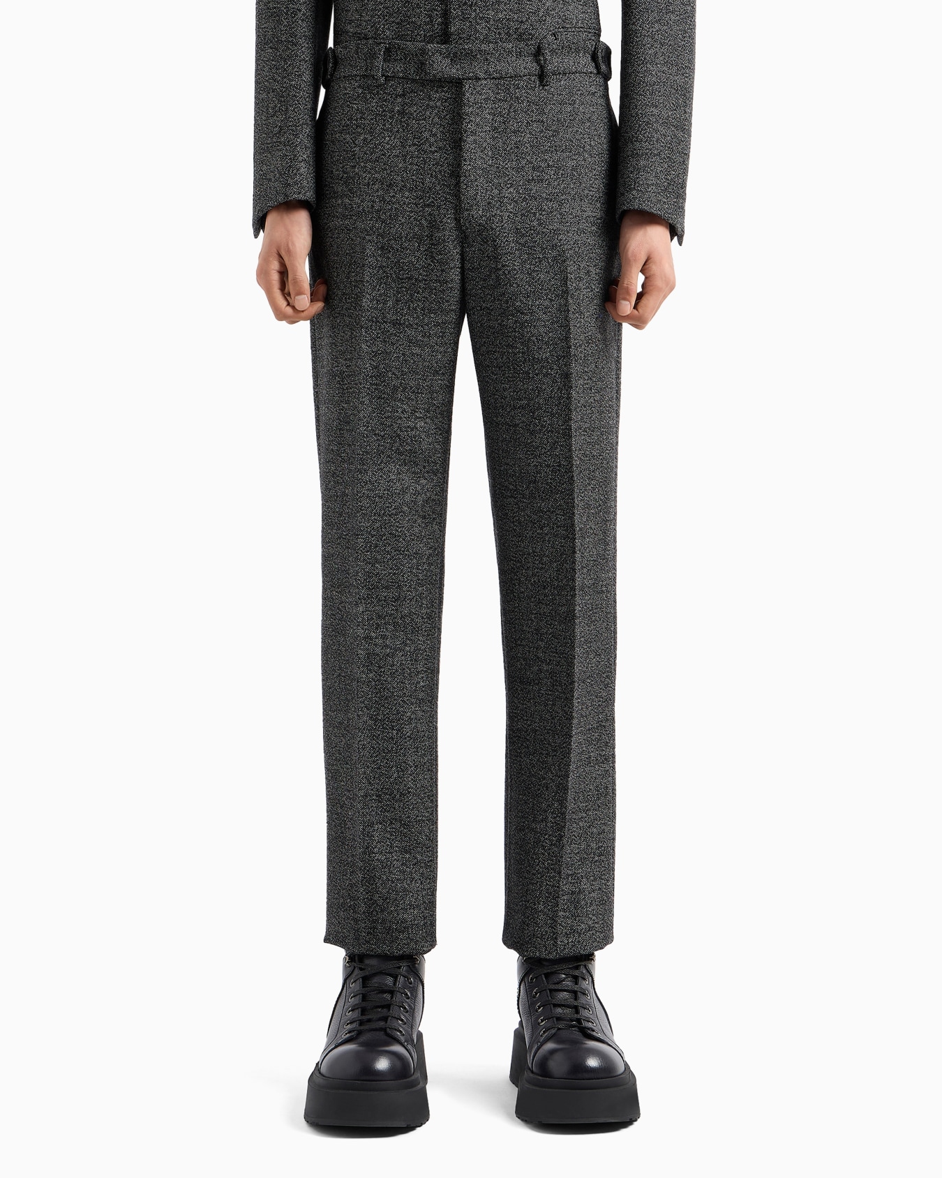 Pantalon en grisaille compacte de laine moulinée Diapositive 2