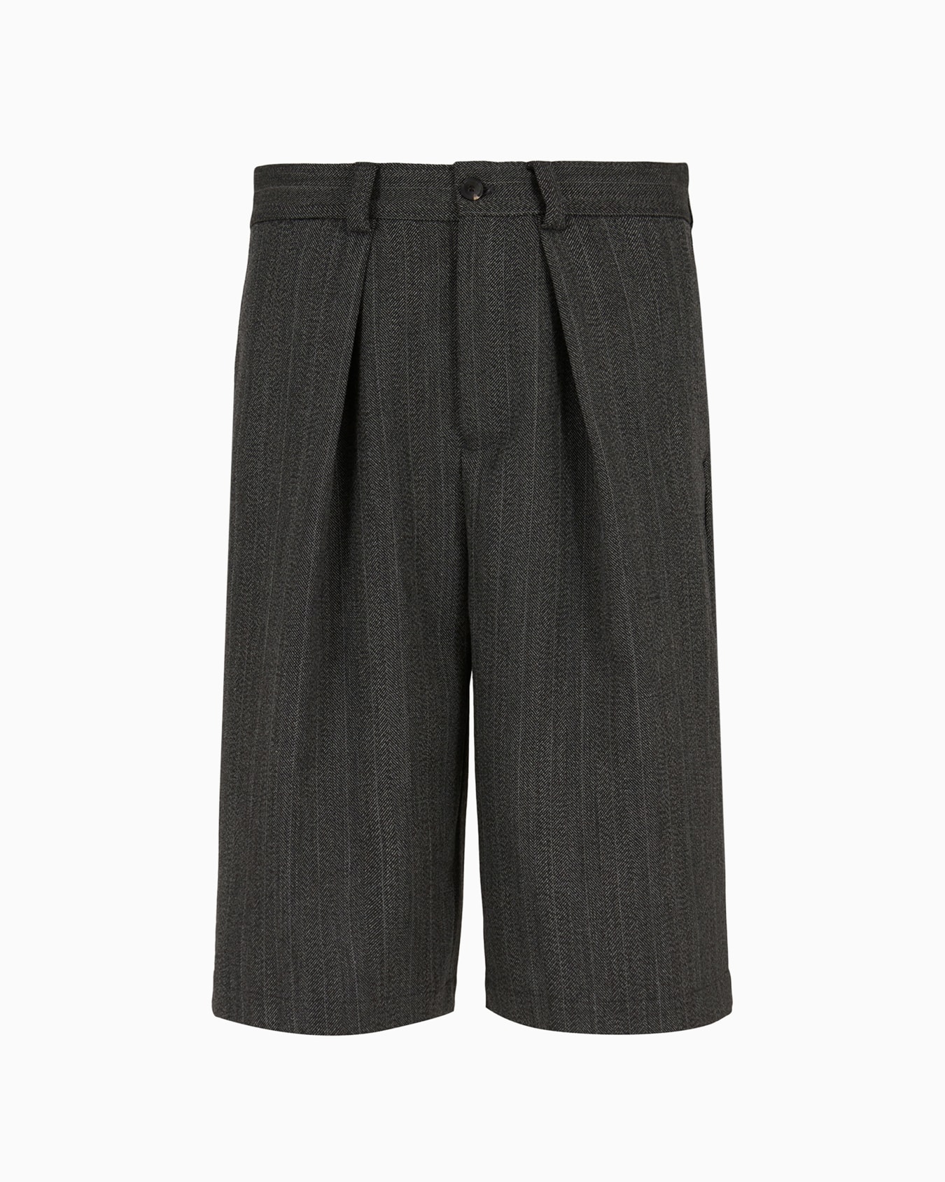 Bermudas de lana virgen mouliné con pinzas y motivo de espiga Diapositiva 0