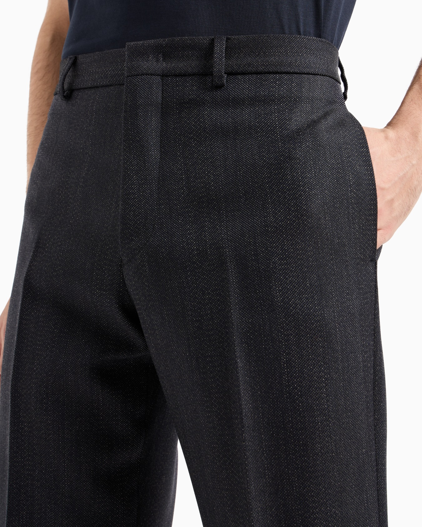 Pantalones en mezcla de lana mouliné con motivo chevrón Diapositiva 4