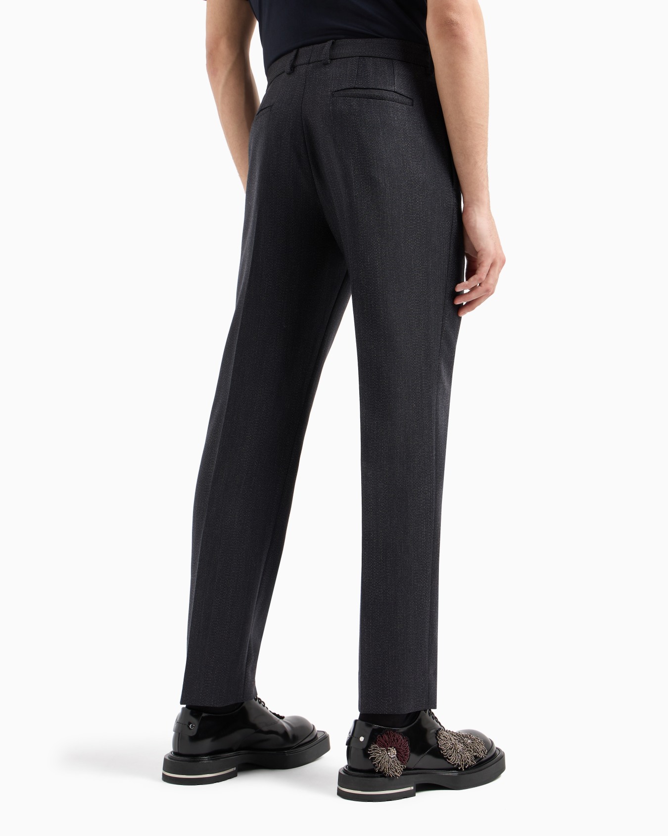 Pantalones en mezcla de lana mouliné con motivo chevrón Diapositiva 2