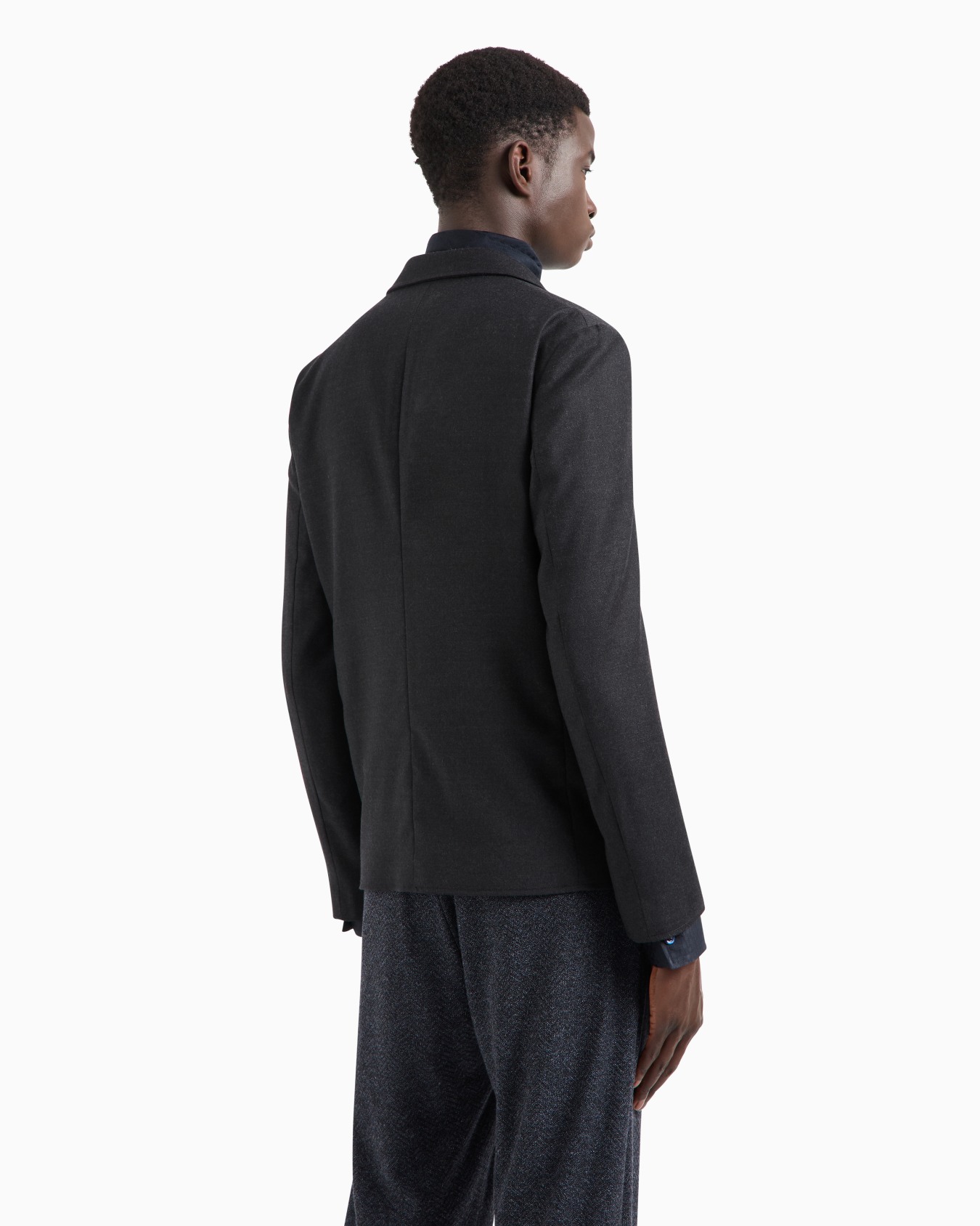 Single-breasted jacket in stretch virgin wool flannel Slide 2