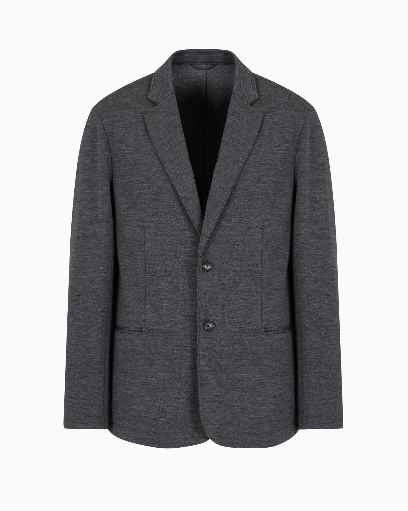 Travel Essential single-breasted jacket in virgin wool-blend jersey Slide 0