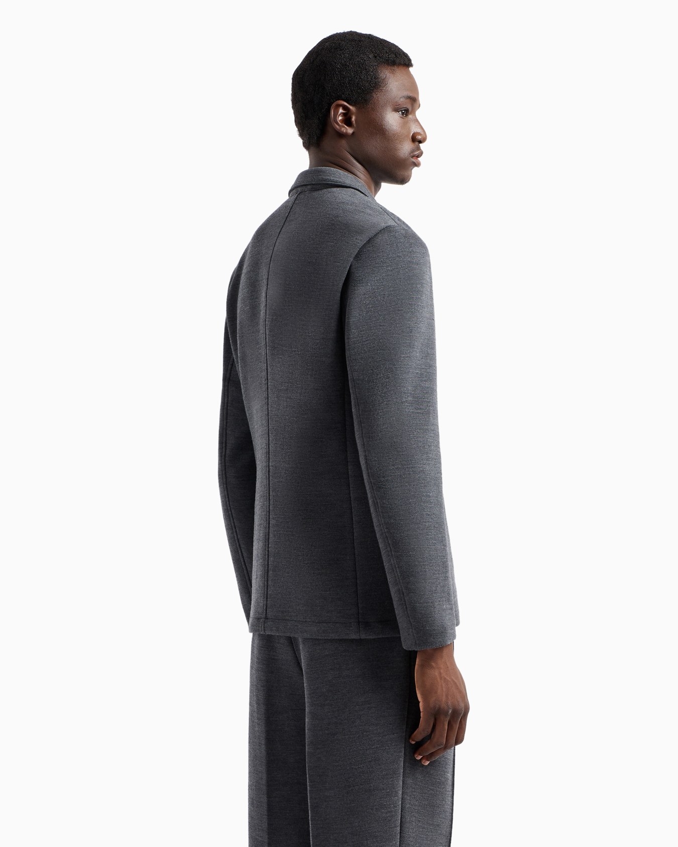Travel Essential single-breasted jacket in virgin wool-blend jersey Slide 3