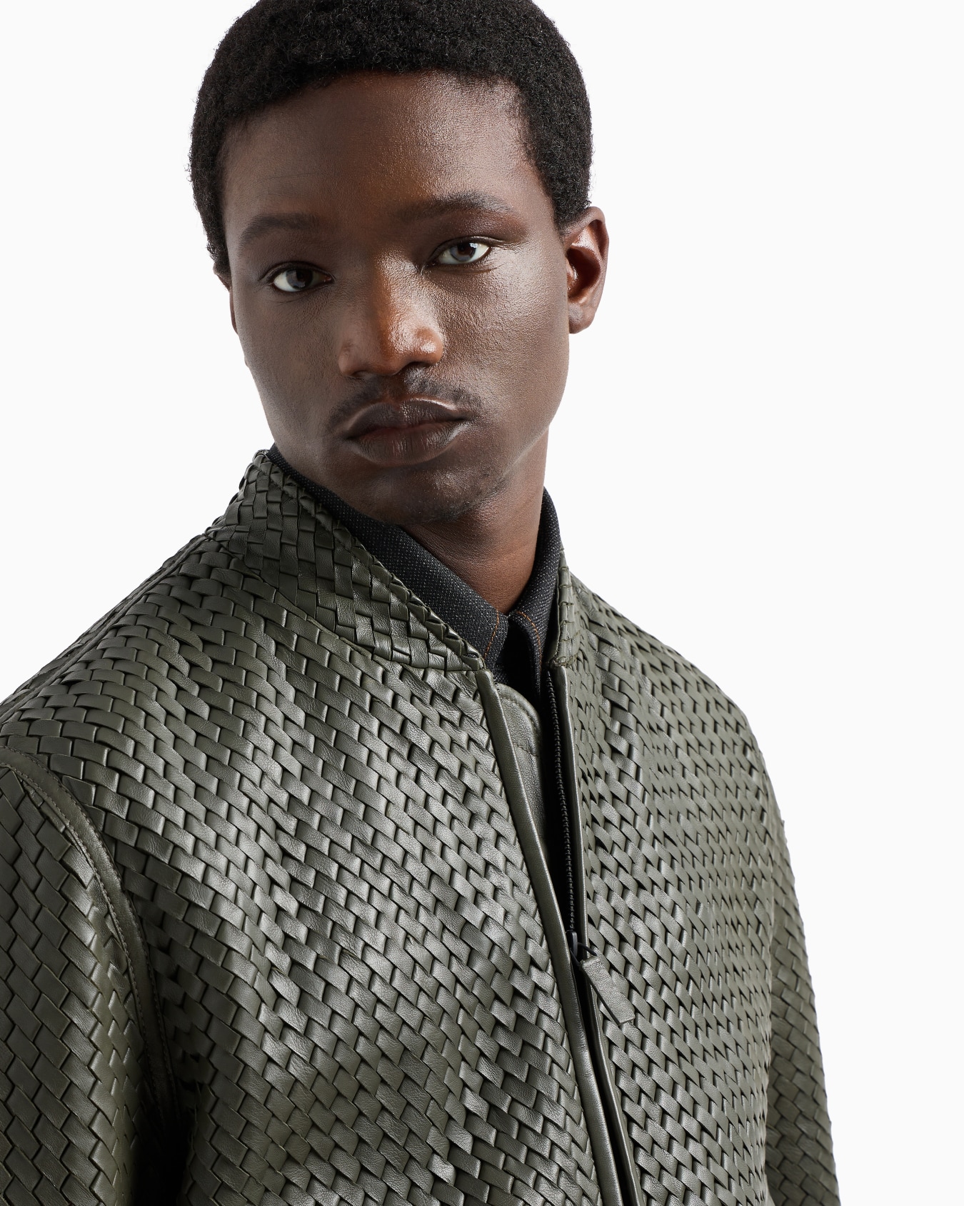 Veste en peau d’agneau semi-aniline tressé Diapositive 5