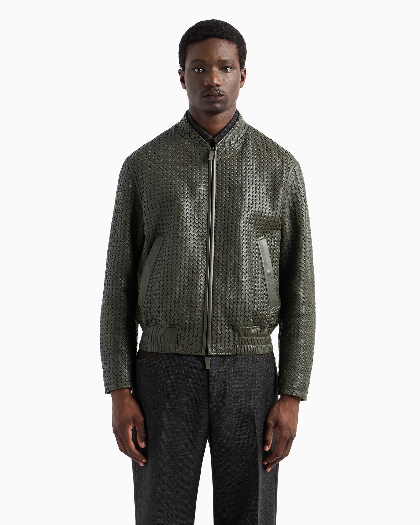 Veste en peau d’agneau semi-aniline tressé Diapositive 2