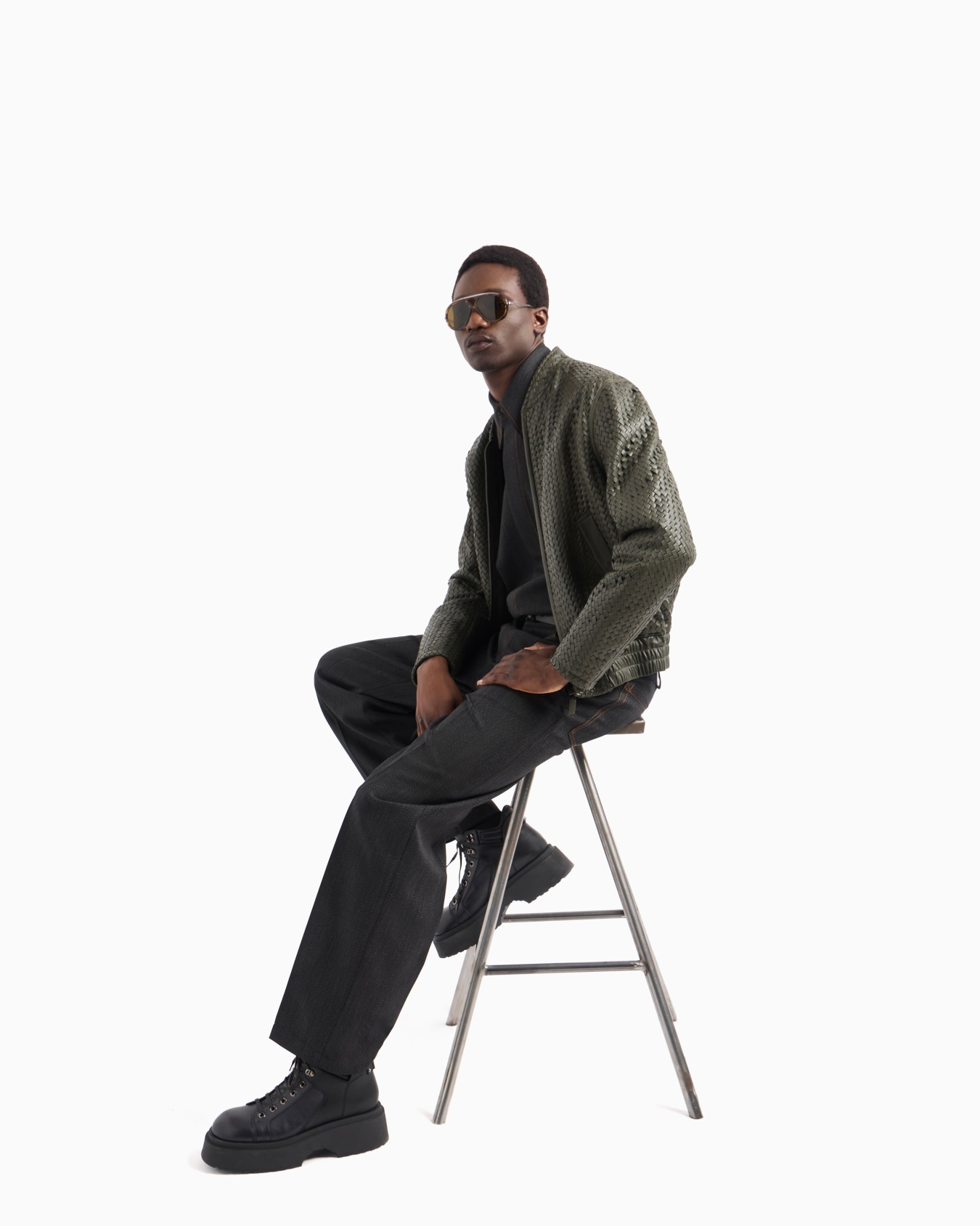 Veste en peau d’agneau semi-aniline tressé Diapositive 4