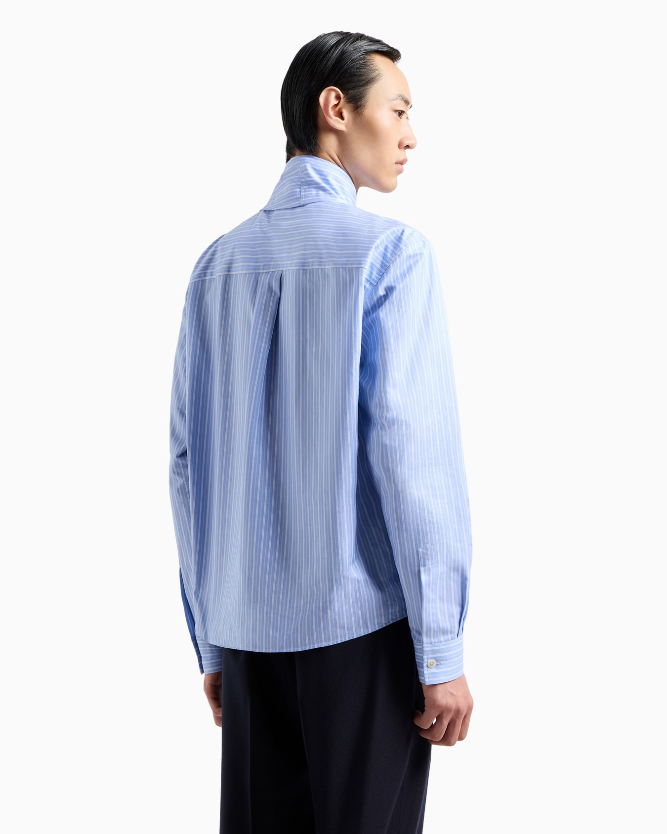 Chemise à col foulard en coton épais effet sergé rayé Diapositive 3