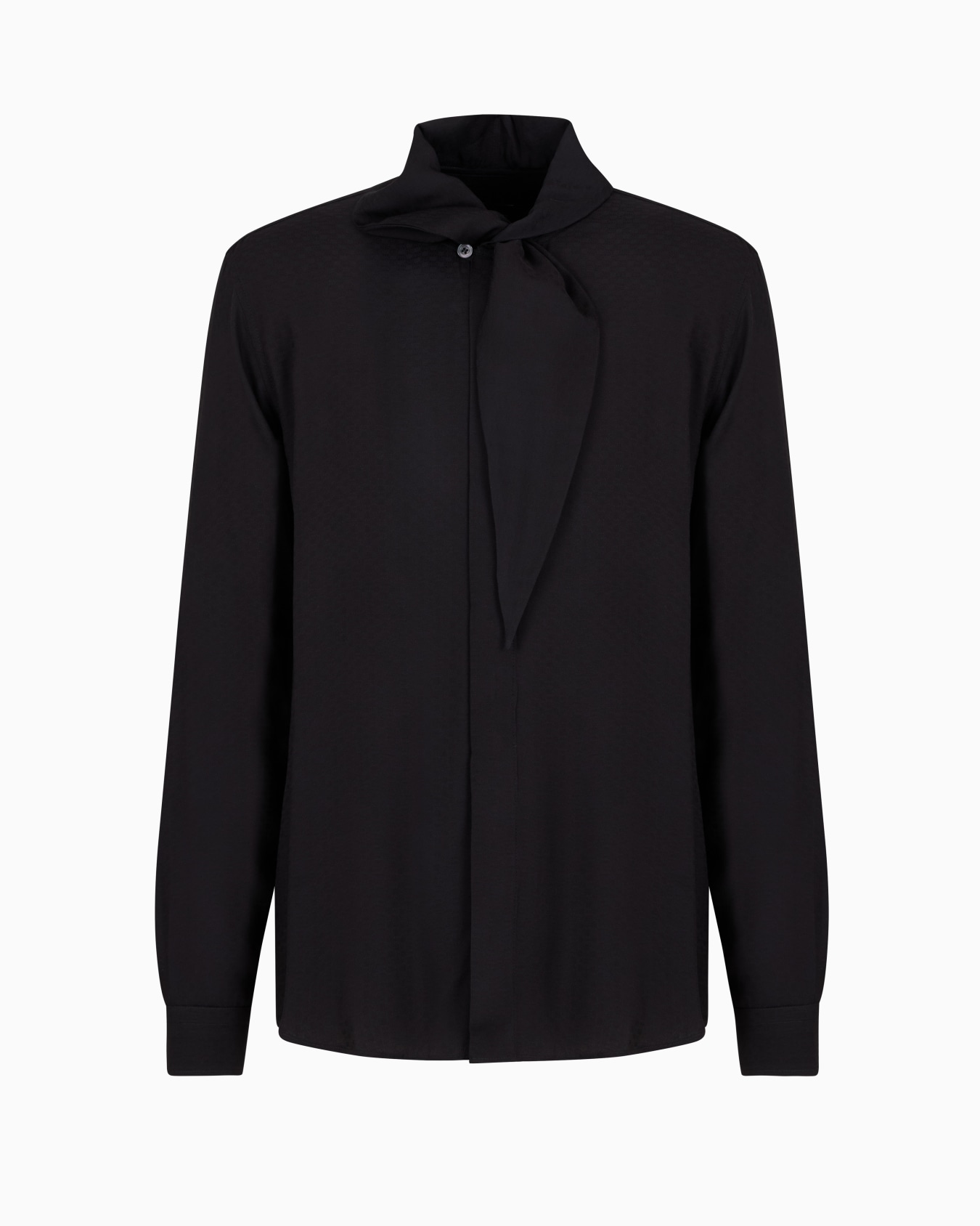 Shirt with foulard collar in lightweight, jacquard-pattern viscose Slide 0