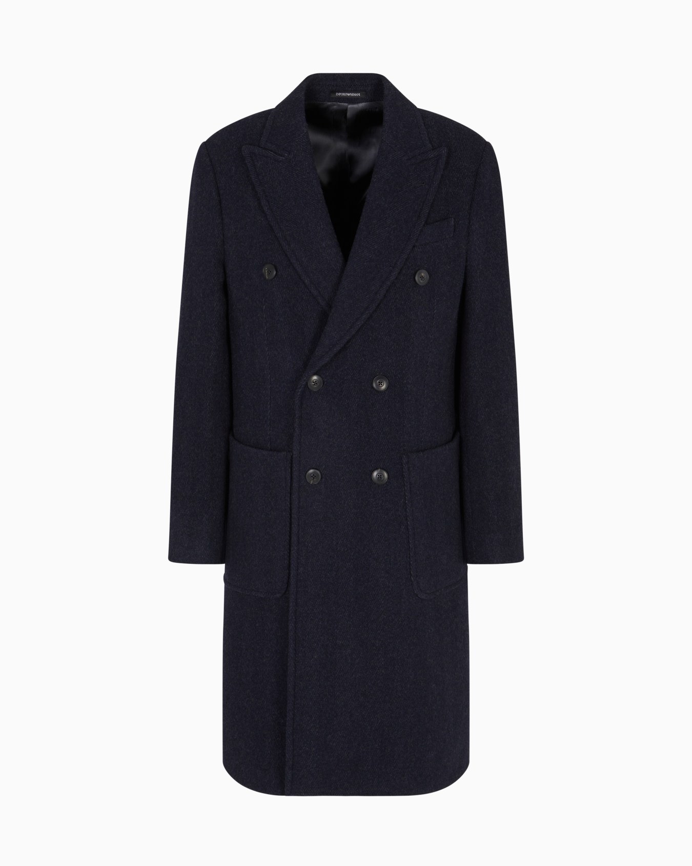 Double-breasted chevron mélange wool coat Slide 0