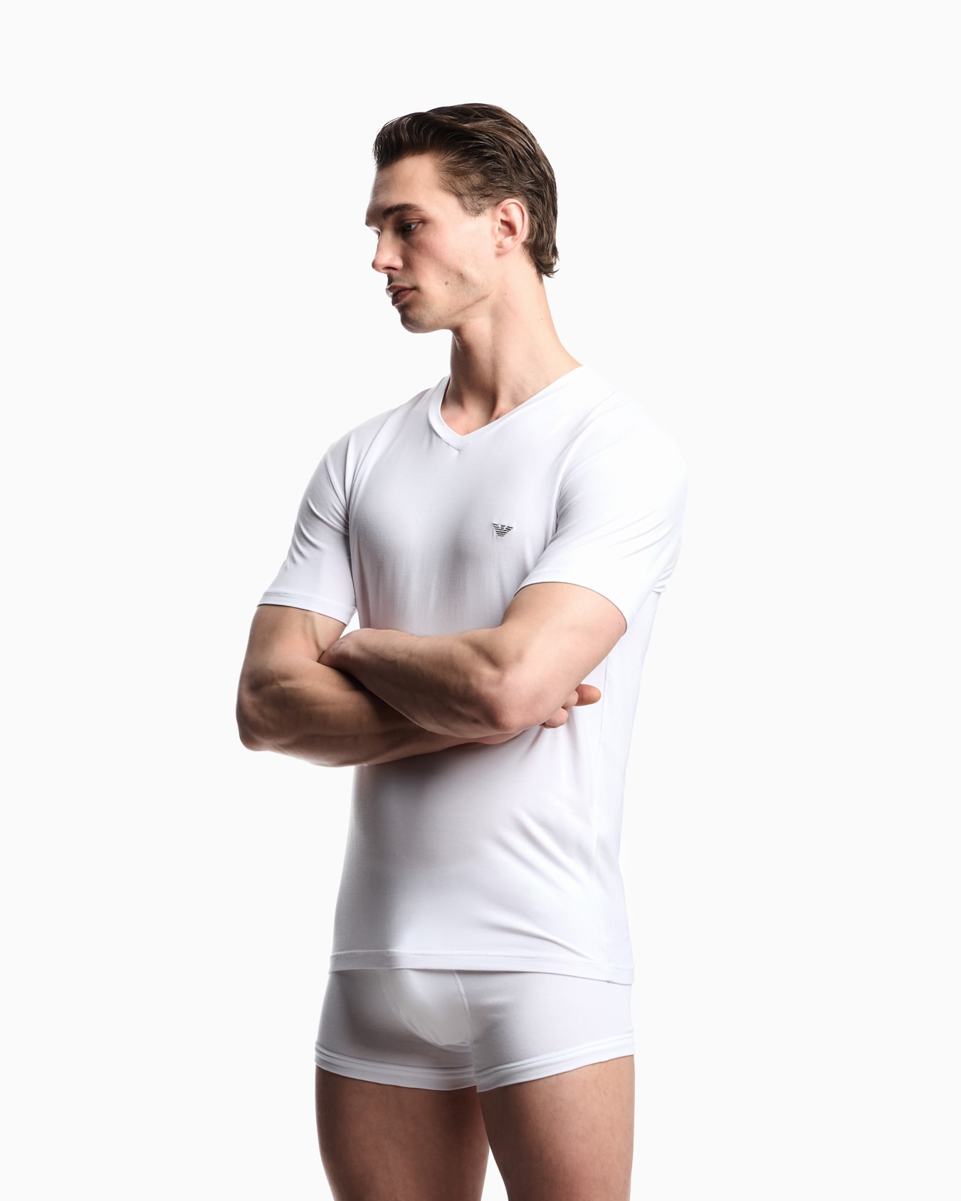 Loungewear fitted V-neck T-shirt in cosy modal Slide 1