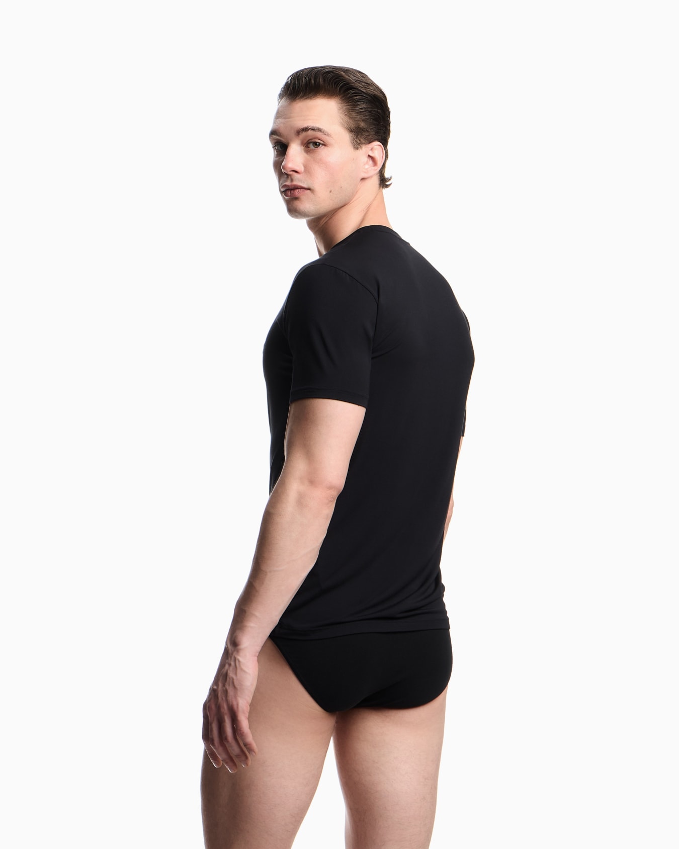Loungewear fitted V-neck T-shirt in cosy modal Slide 2