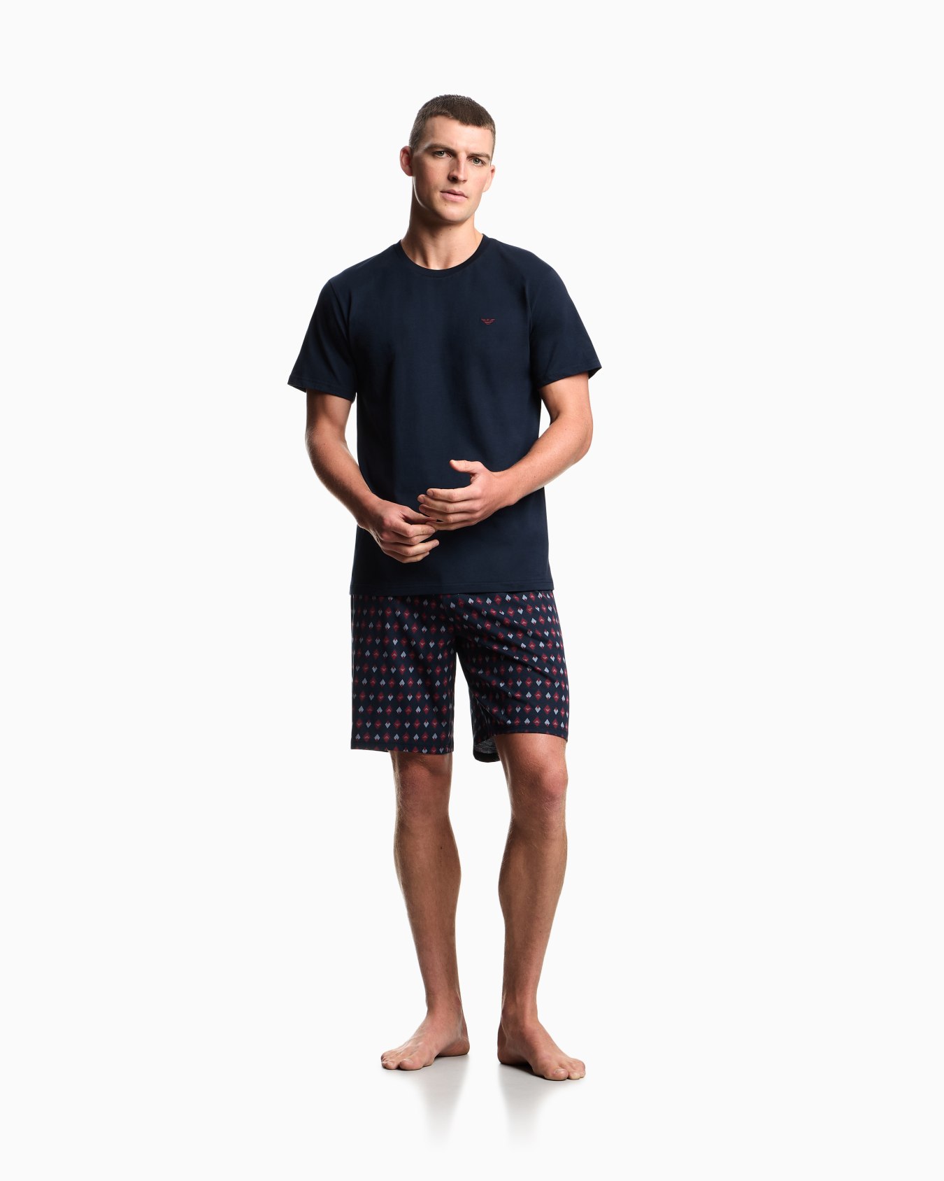 Mixed-pattern print pyjamas with Bermuda shorts Slide 1