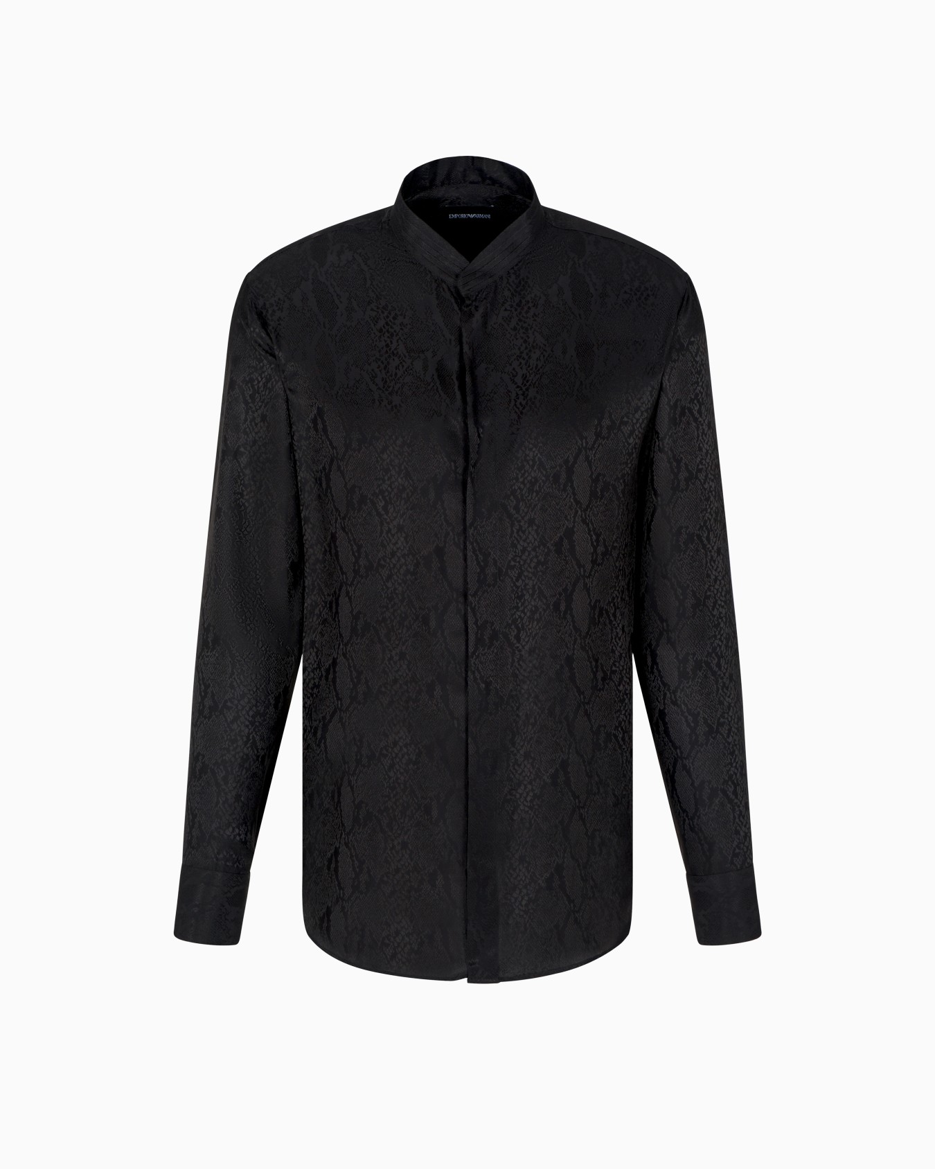 Silk-blend animal jacquard shirt with guru collar Slide 0