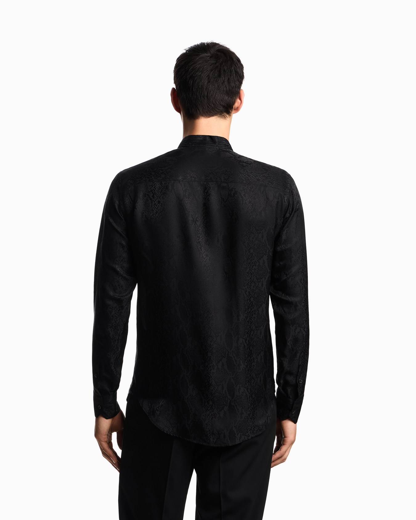 Silk-blend animal jacquard shirt with guru collar Slide 2
