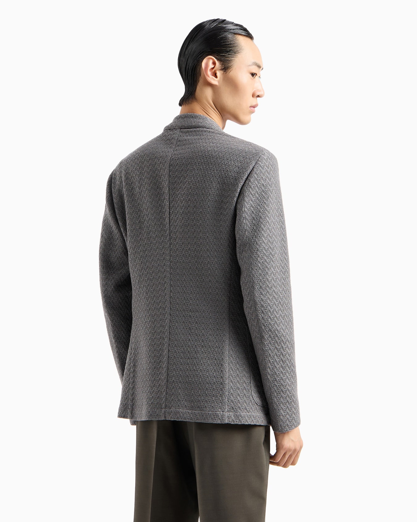 Veste à simple boutonnage en maille de laine vierge jacquard super-légère Diapositive 2