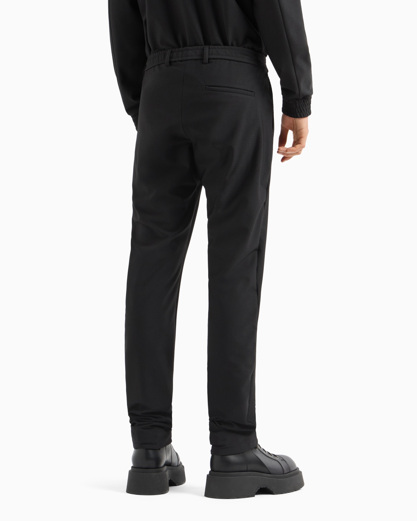 3D-effect micro-pattern technical-jersey trousers with ribbing Slide 2