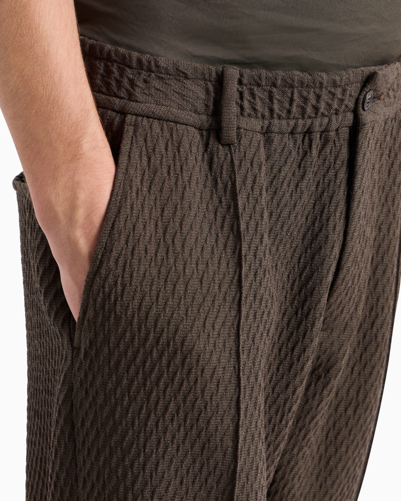 Chinos in 3D-effect virgin-wool stretch-jersey knit with ribs Slide 5