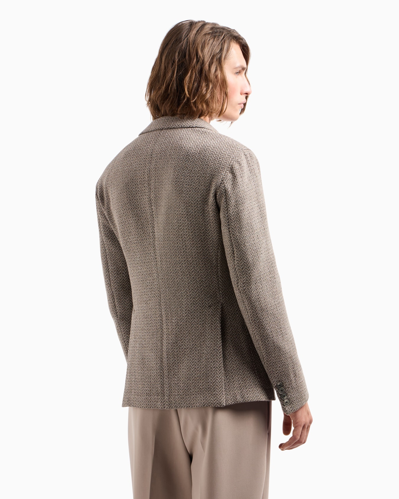 Modern-fit single-breasted jacket in a mouliné virgin-wool blend with chevron motif Slide 2
