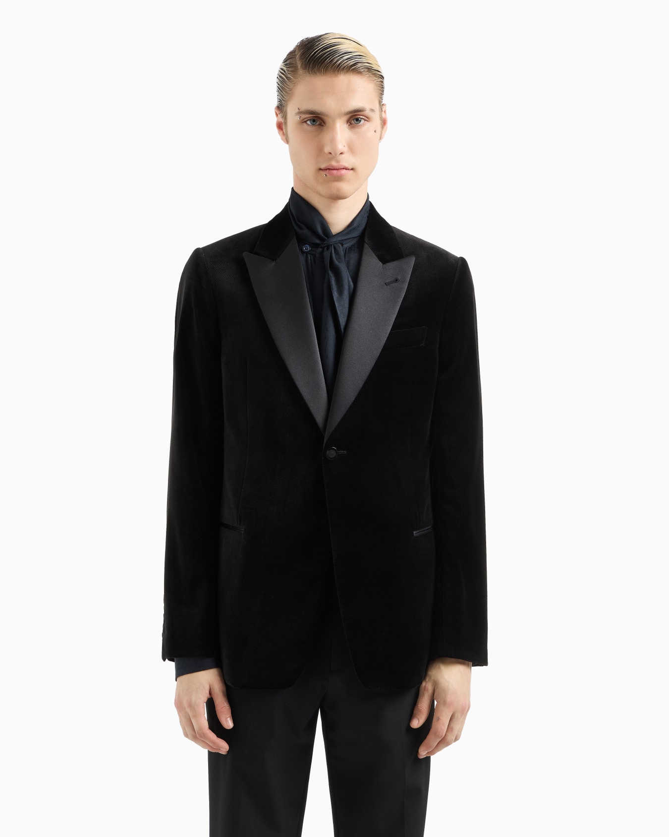 Veste de smoking en velours avec motif effet imprimé all over Diapositive 1