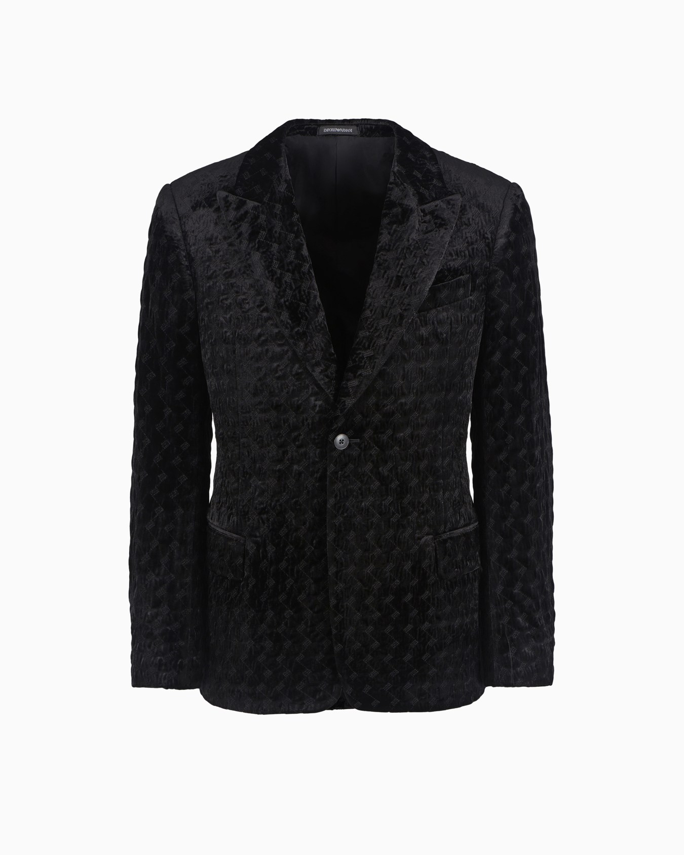 Single-breasted jacket in velvet, with all-over zig-zag embroidery Slide 0