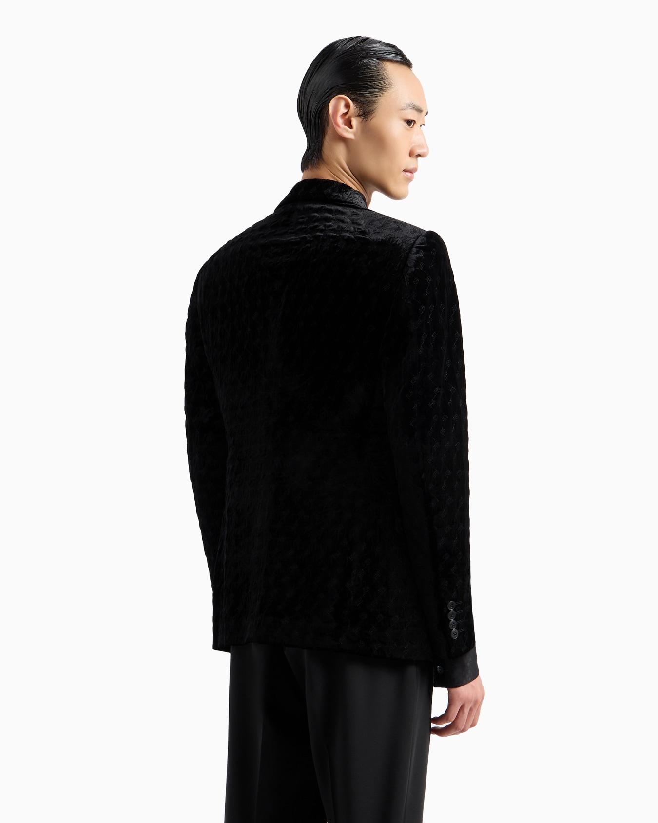 Single-breasted jacket in velvet, with all-over zig-zag embroidery Slide 3