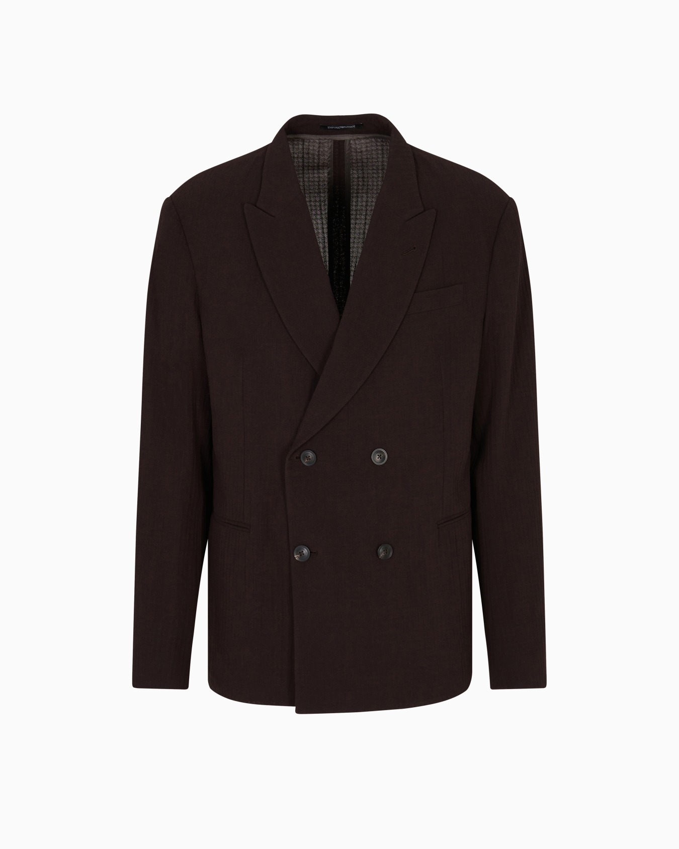 Double-breasted jacket in wool crêpe with 3D effect Slide 0