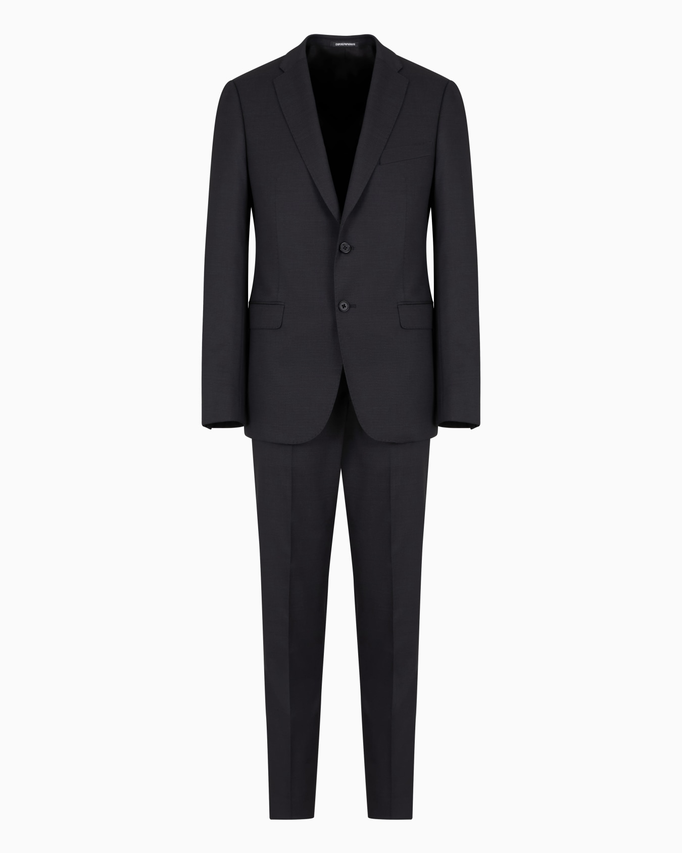 Single-breasted, slim-fit suit in worsted pinhead virgin wool Slide 0