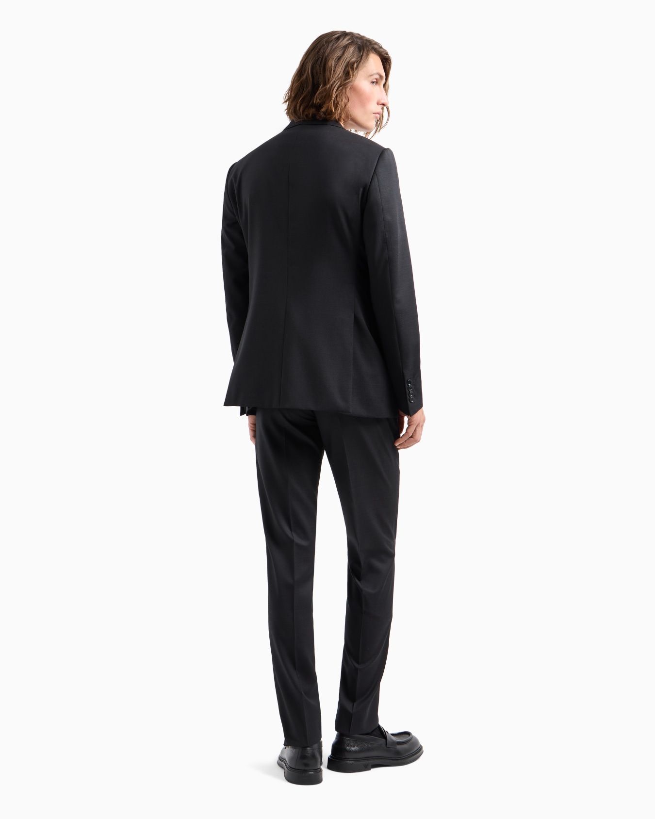 Single-breasted, slim-fit suit in worsted pinhead virgin wool Slide 2