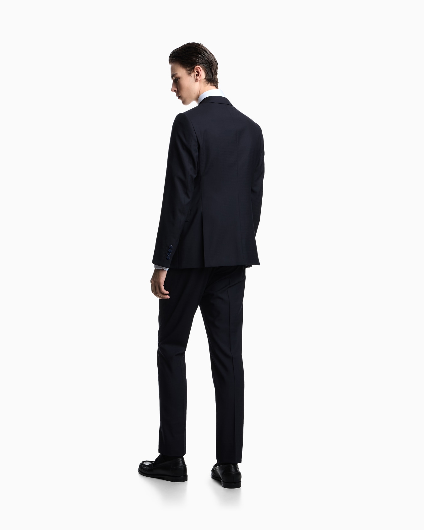 Costume à simple boutonnage à la coupe classique en laine froide tropicale naturelle stretch Diapositive 2