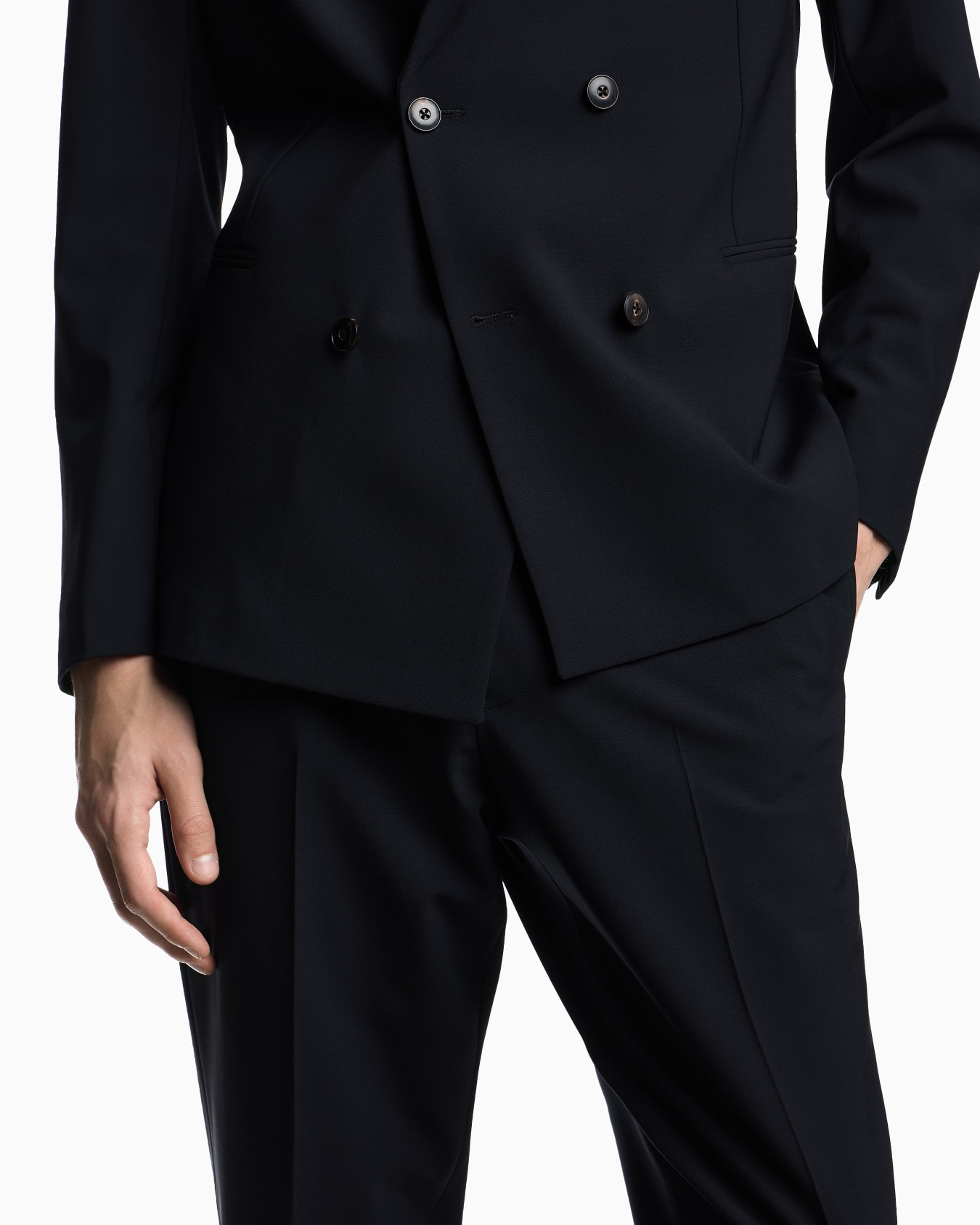 Double-breasted virgin-wool two-way stretch canvas suit Slide 4