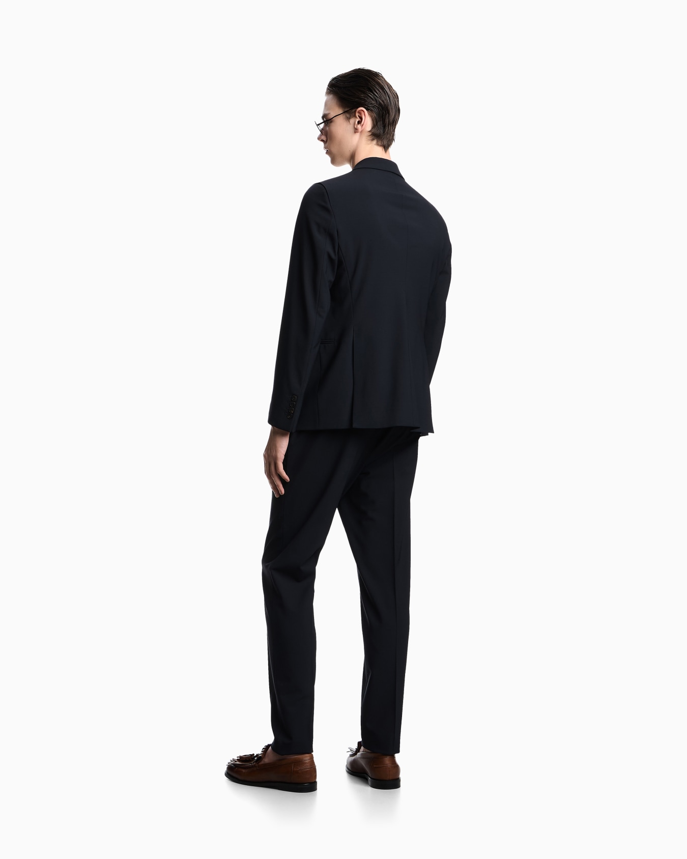 Double-breasted virgin-wool two-way stretch canvas suit Slide 2