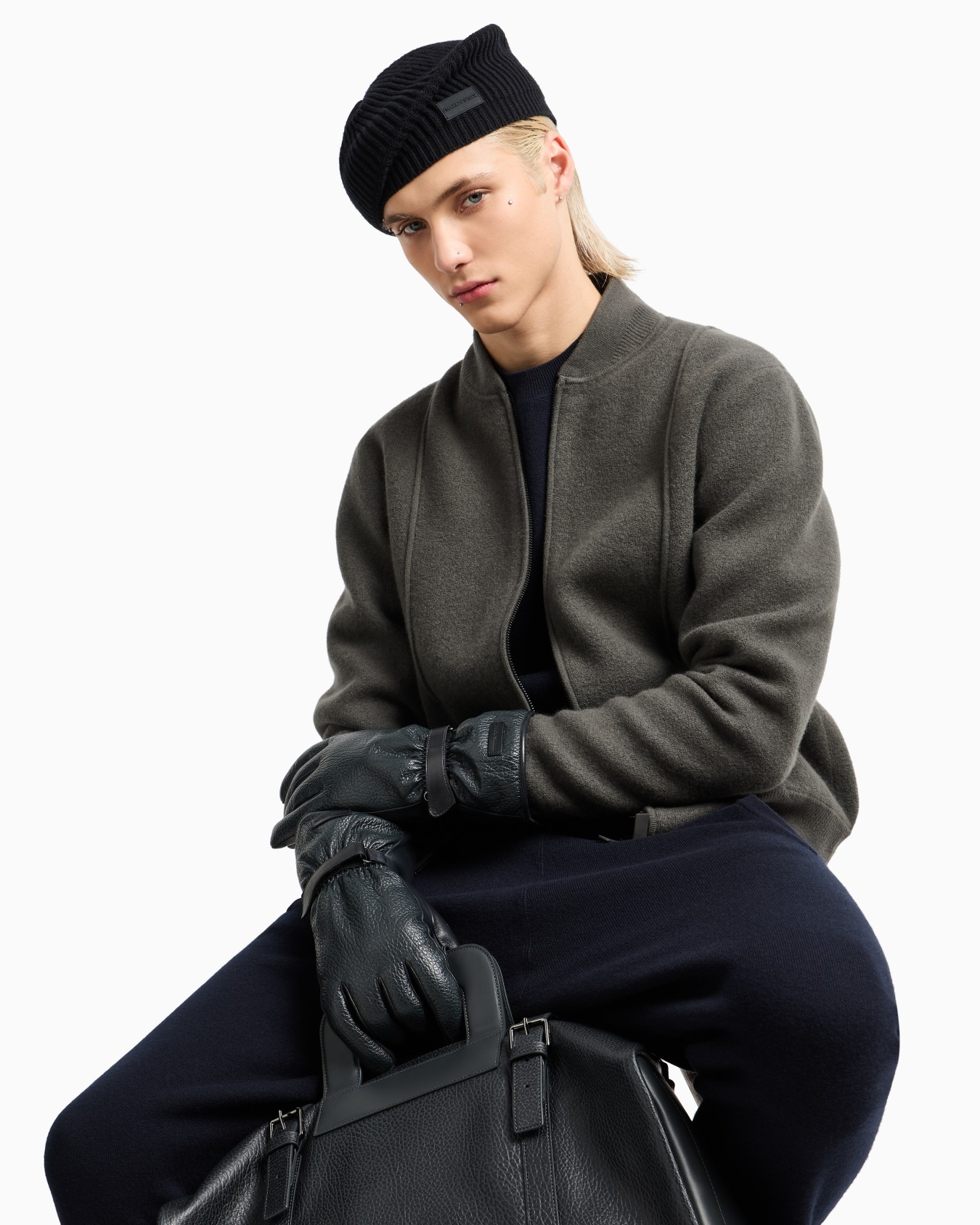 Blouson avec fermeture zippée en maille au point tissu de laine vierge Icon Diapositive 5