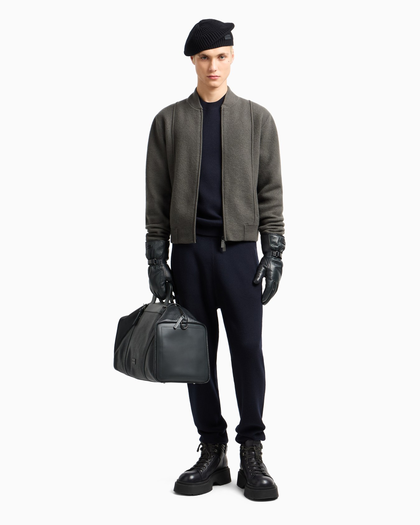 Blouson avec fermeture zippée en maille au point tissu de laine vierge Icon Diapositive 3