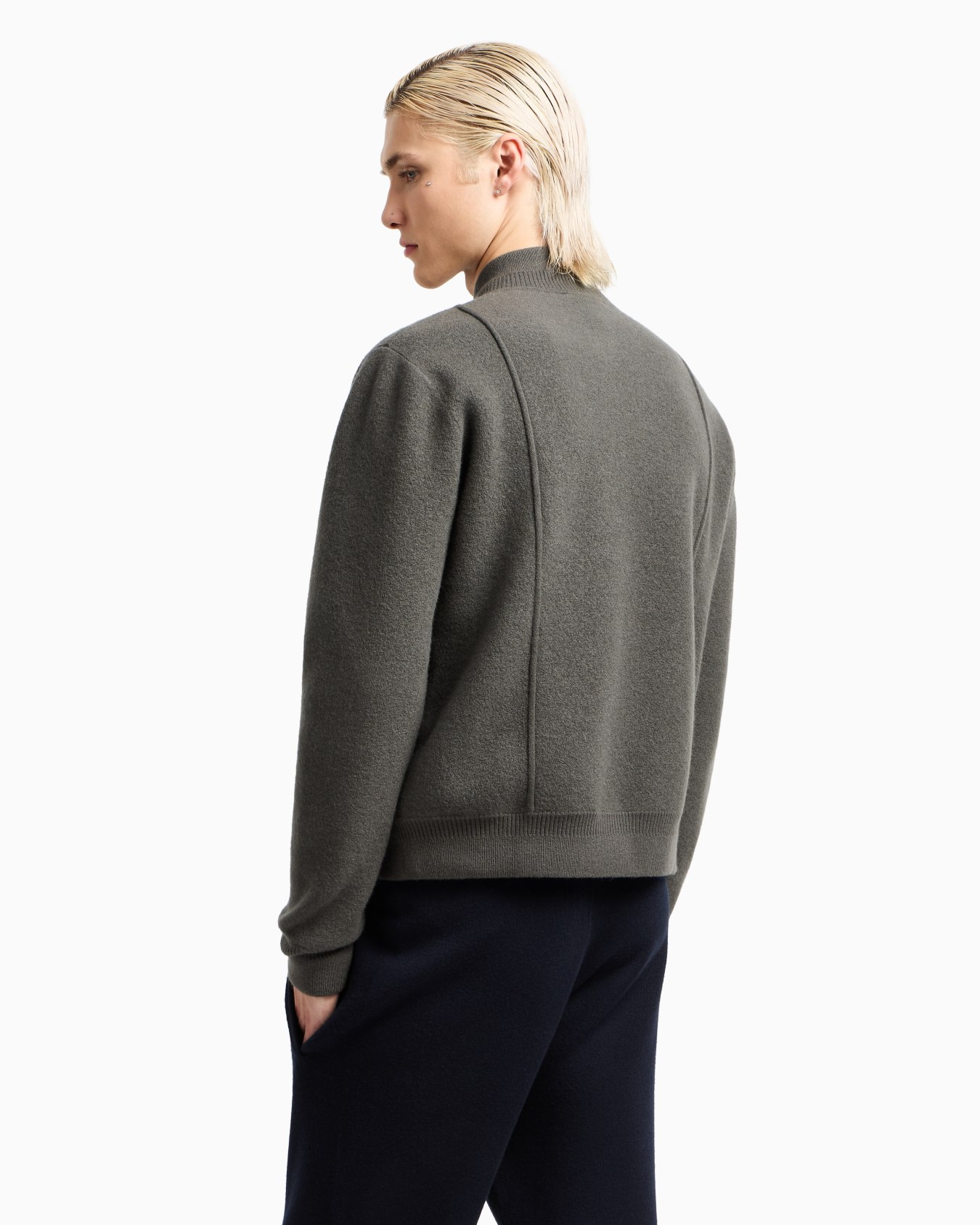 Blouson avec fermeture zippée en maille au point tissu de laine vierge Icon Diapositive 2