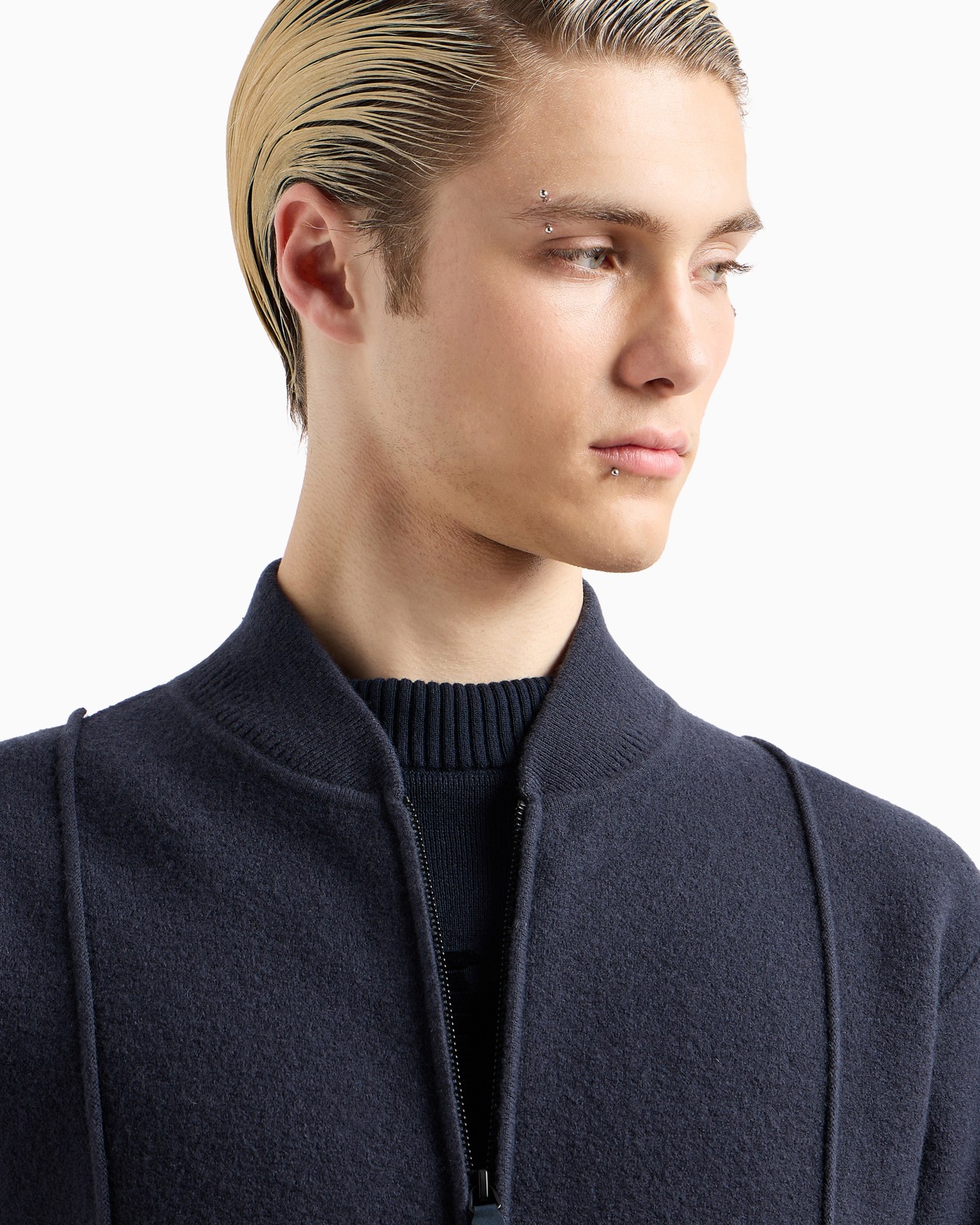 Icon zipped blouson in a virgin-wool knit Slide 5