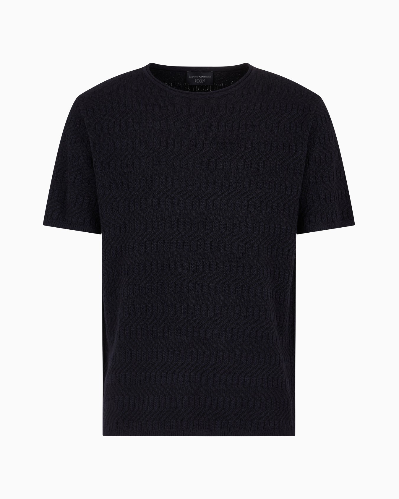 Icon virgin-wool crew-neck jumper with two-tone op-art jacquard motif Slide 0