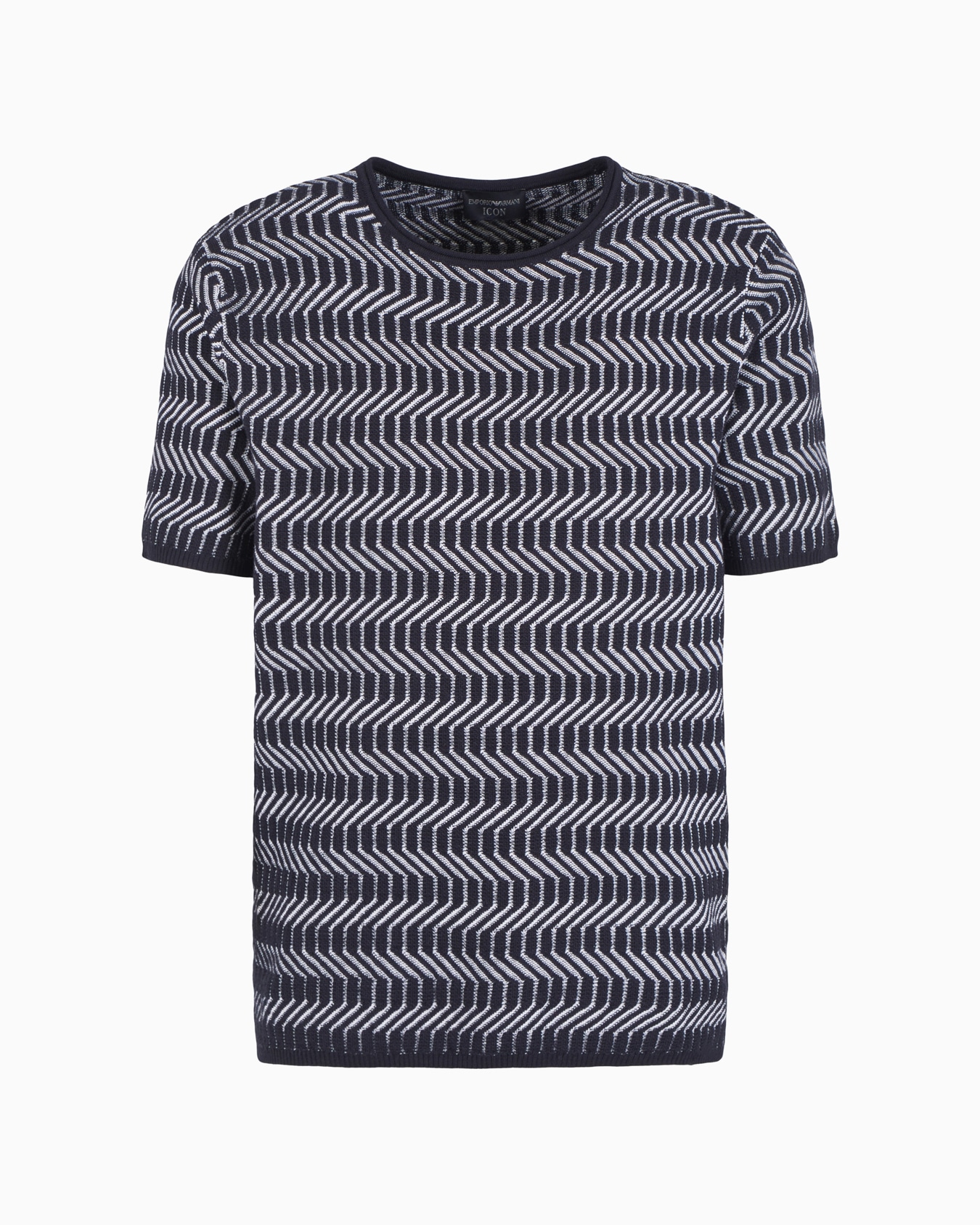 Icon Pullover mit Rundhalsausschnitt aus Jacquard-Schurwolle mit optischem zweifarbigem Motiv Folie 0
