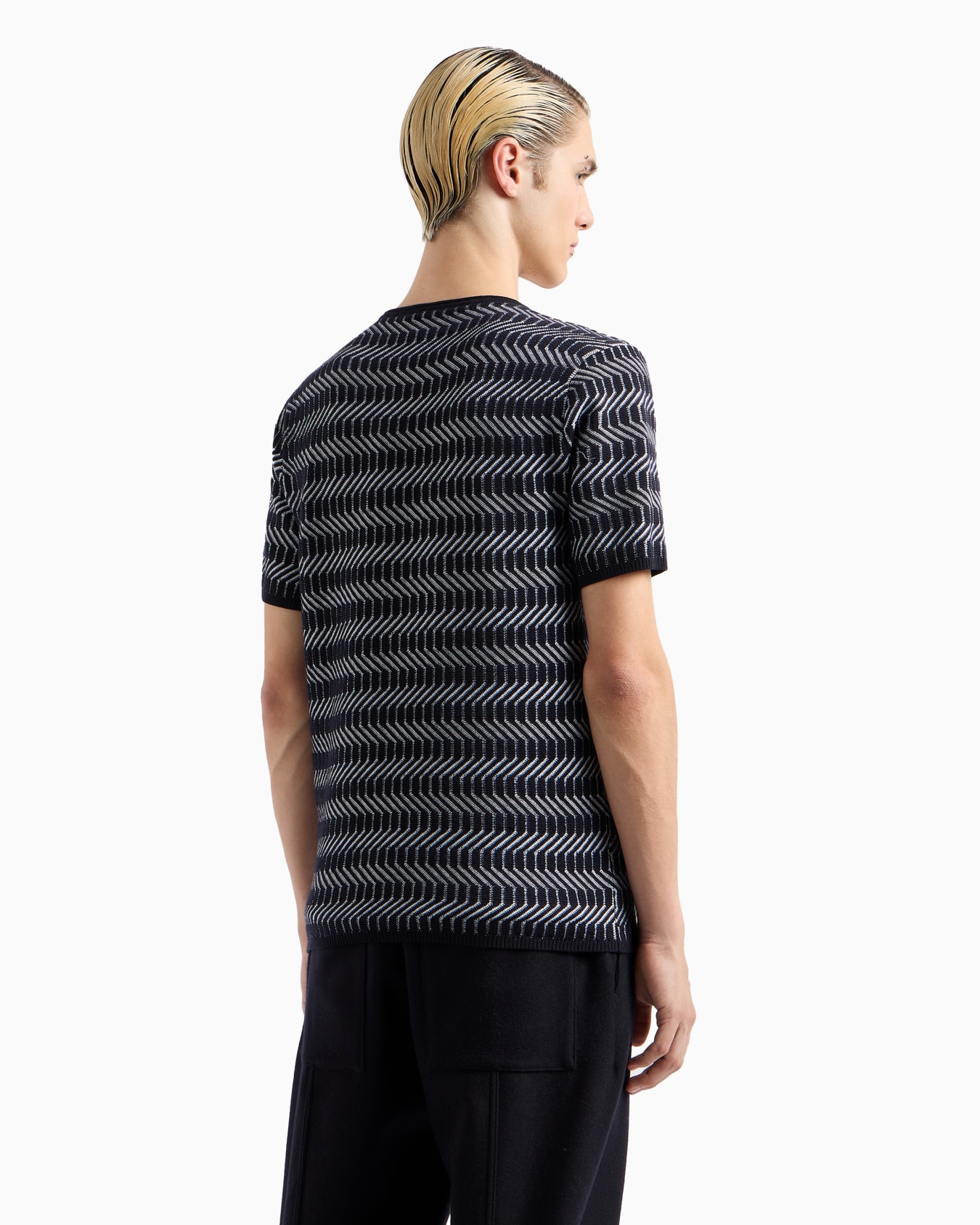 Icon Pullover mit Rundhalsausschnitt aus Jacquard-Schurwolle mit optischem zweifarbigem Motiv Folie 3