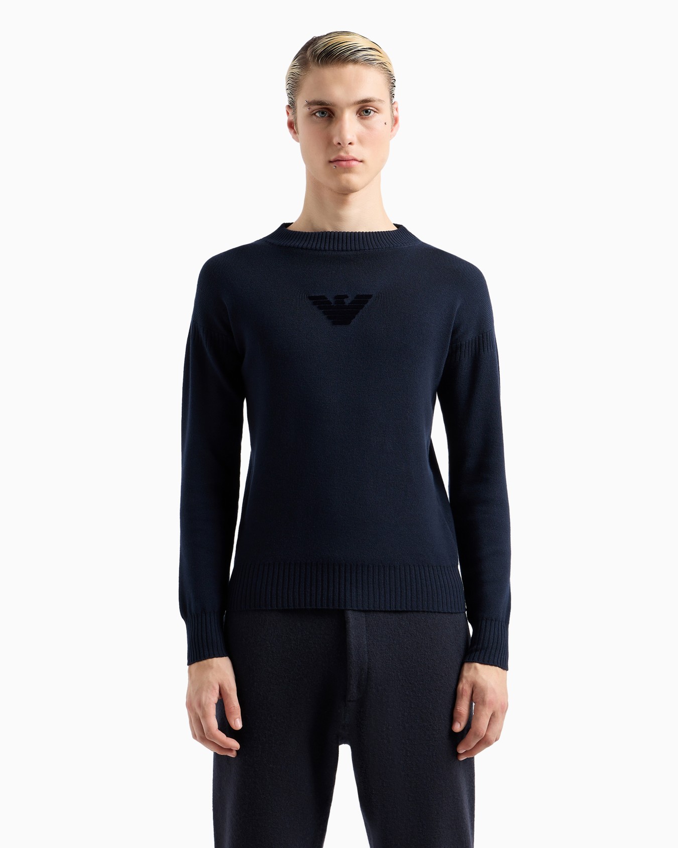 Pullover aus Schurwoll- und Baumwollmischung mit weichem Relief-Adler Folie 2