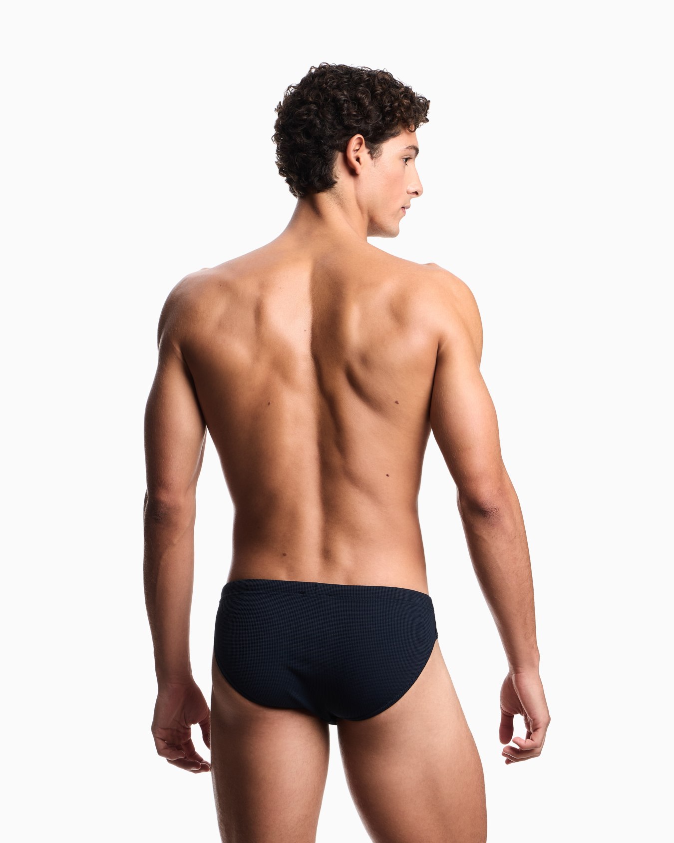 Slip de bain taille basse en tissu piqué avec étiquette en satin Diapositive 2
