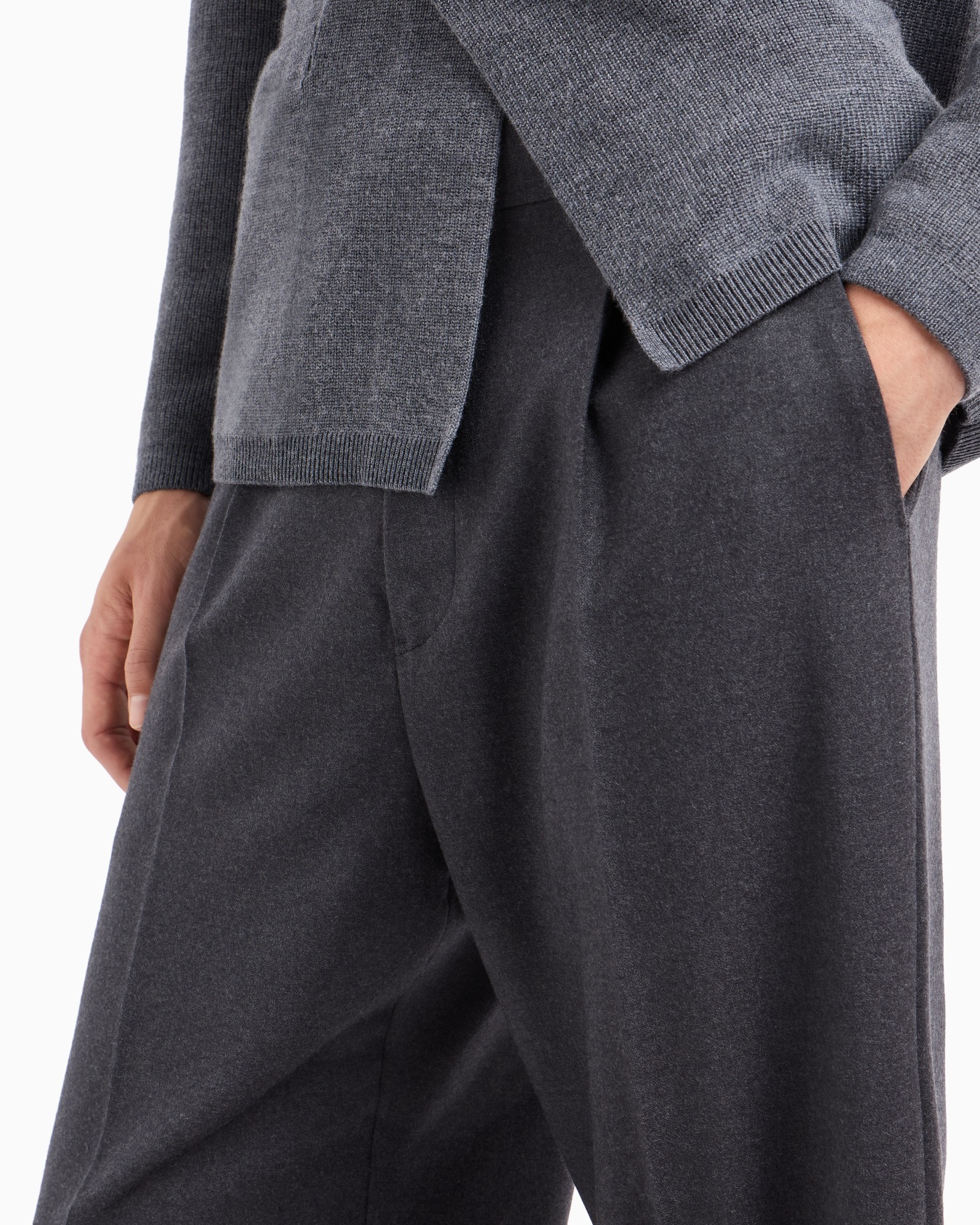 Virgin wool stretch-flannel trousers with darts Slide 4