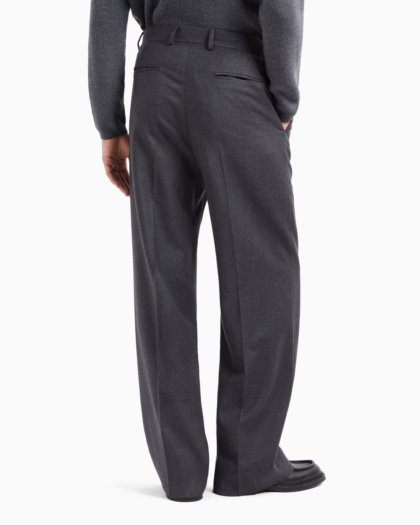Virgin wool stretch-flannel trousers with darts Slide 2
