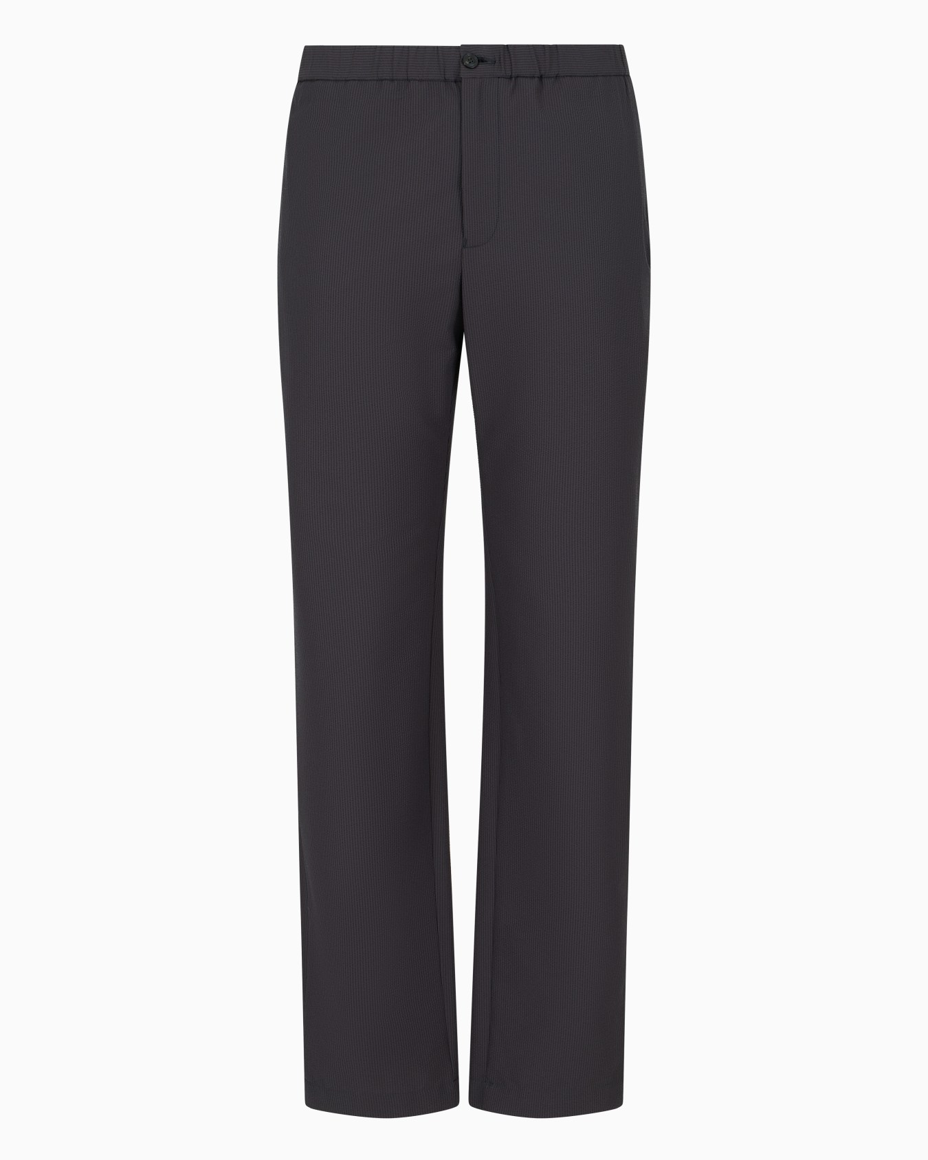 Ultra-light technical seersucker trousers with a gathered waist Slide 0