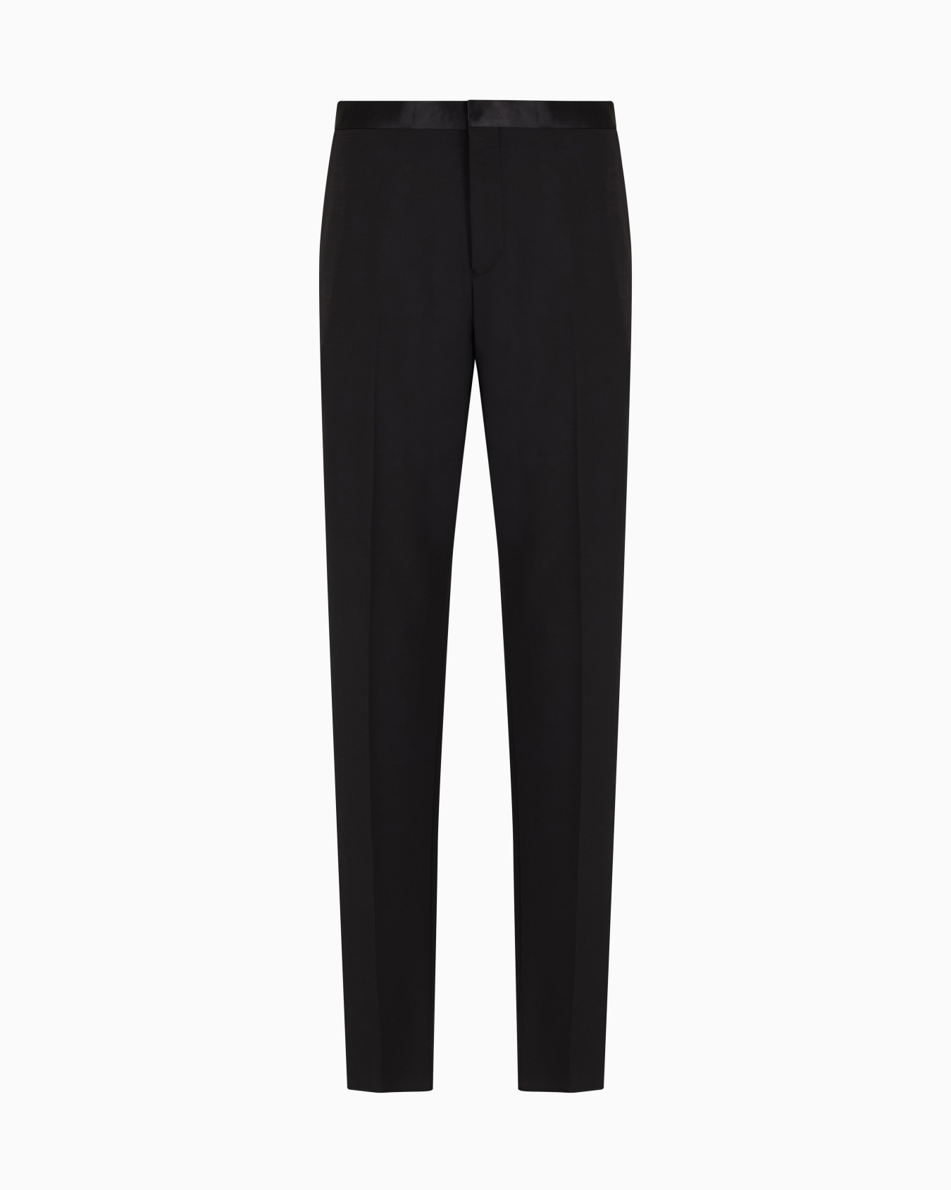 Pantalon en toile bi-stretch de laine vierge avec taille en satin Diapositive 0