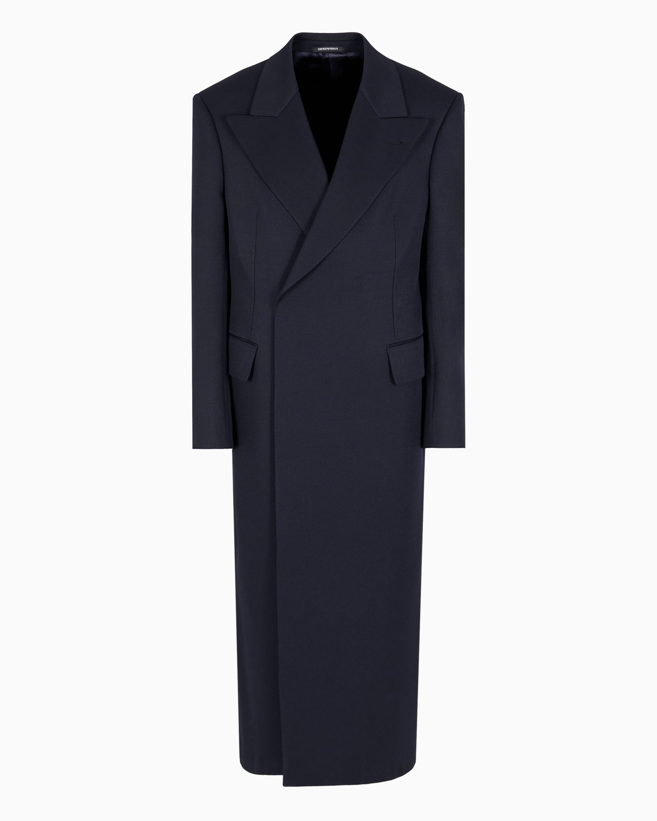 Coat with lapels in compact wool cover fabric Slide 0