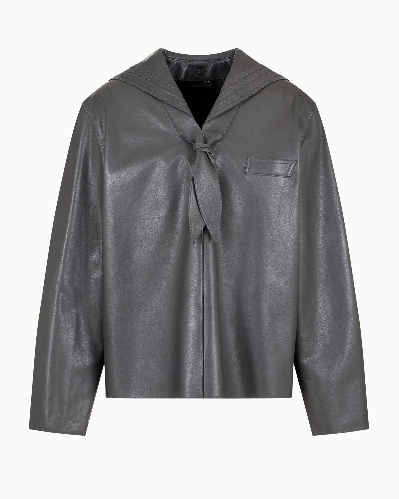 Relaxed-fit sailor shirt in nappa calfskin Slide 0