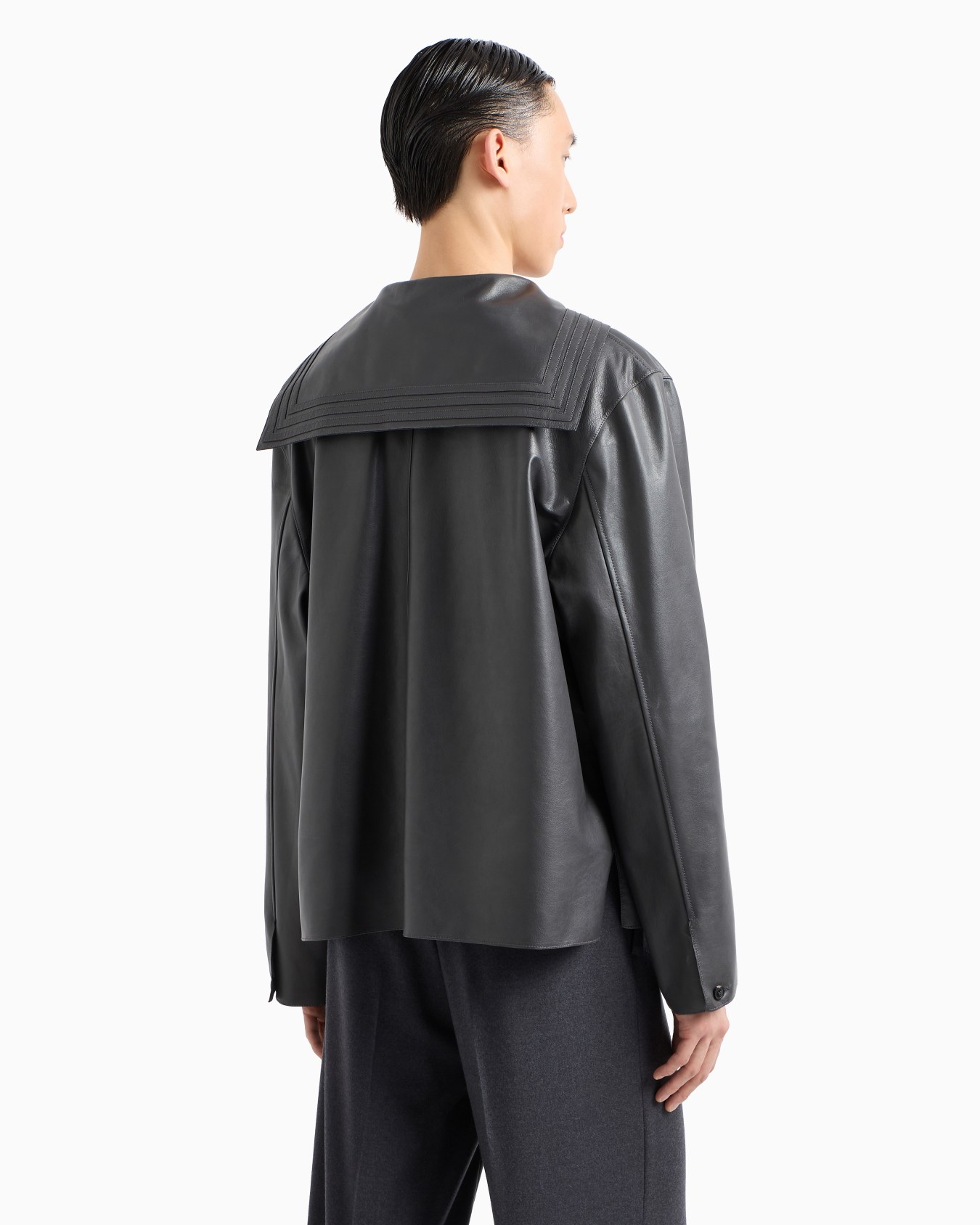 Relaxed-fit sailor shirt in nappa calfskin Slide 2