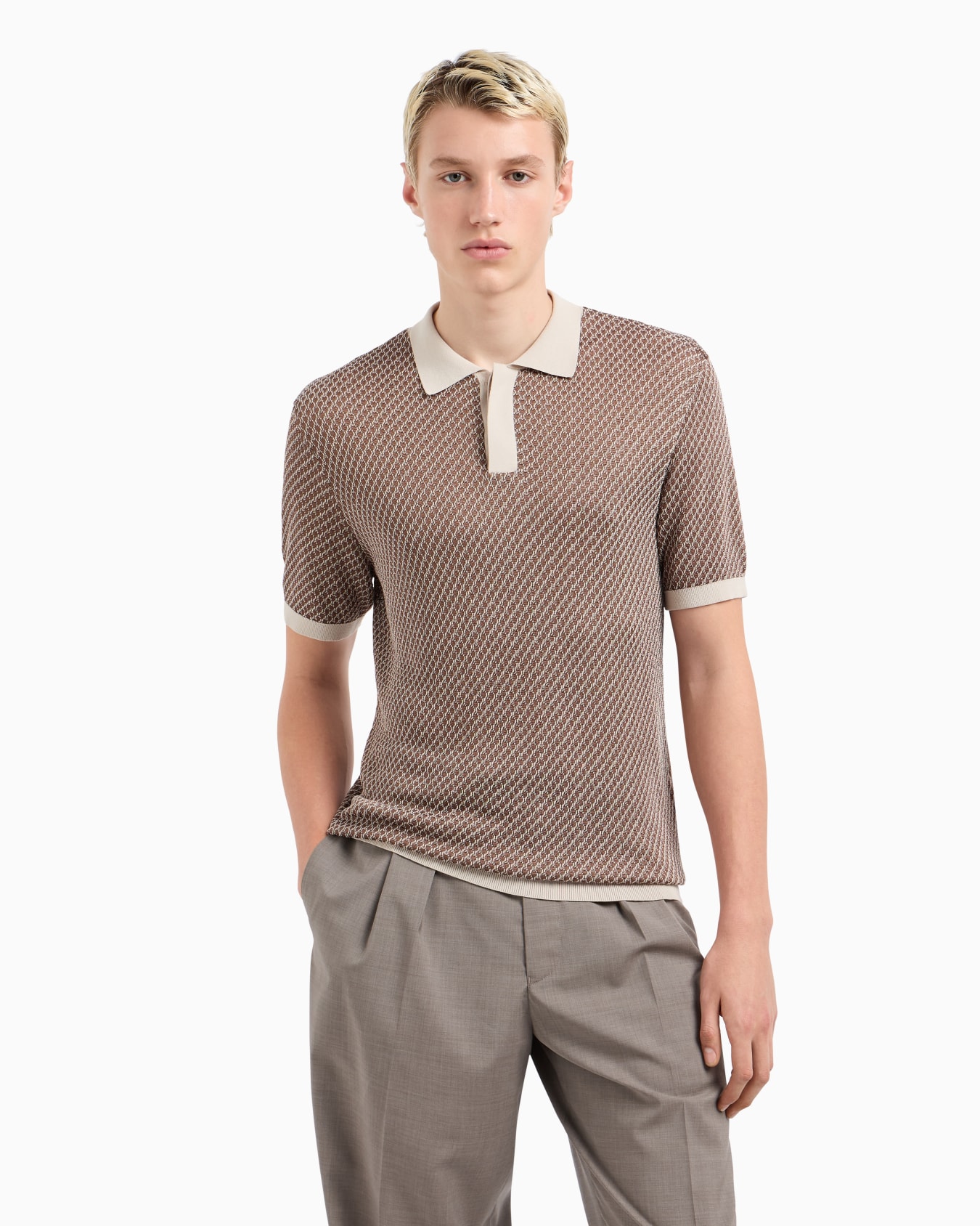 Polo en maille jacquard micro-motif Diapositive 3